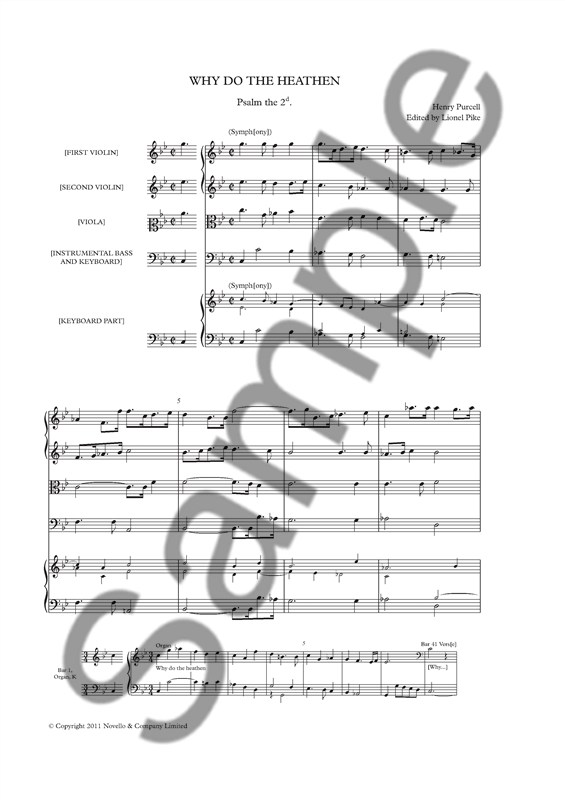 Henry Purcell: Why Do The Heathen: String Ensemble: Score and Parts