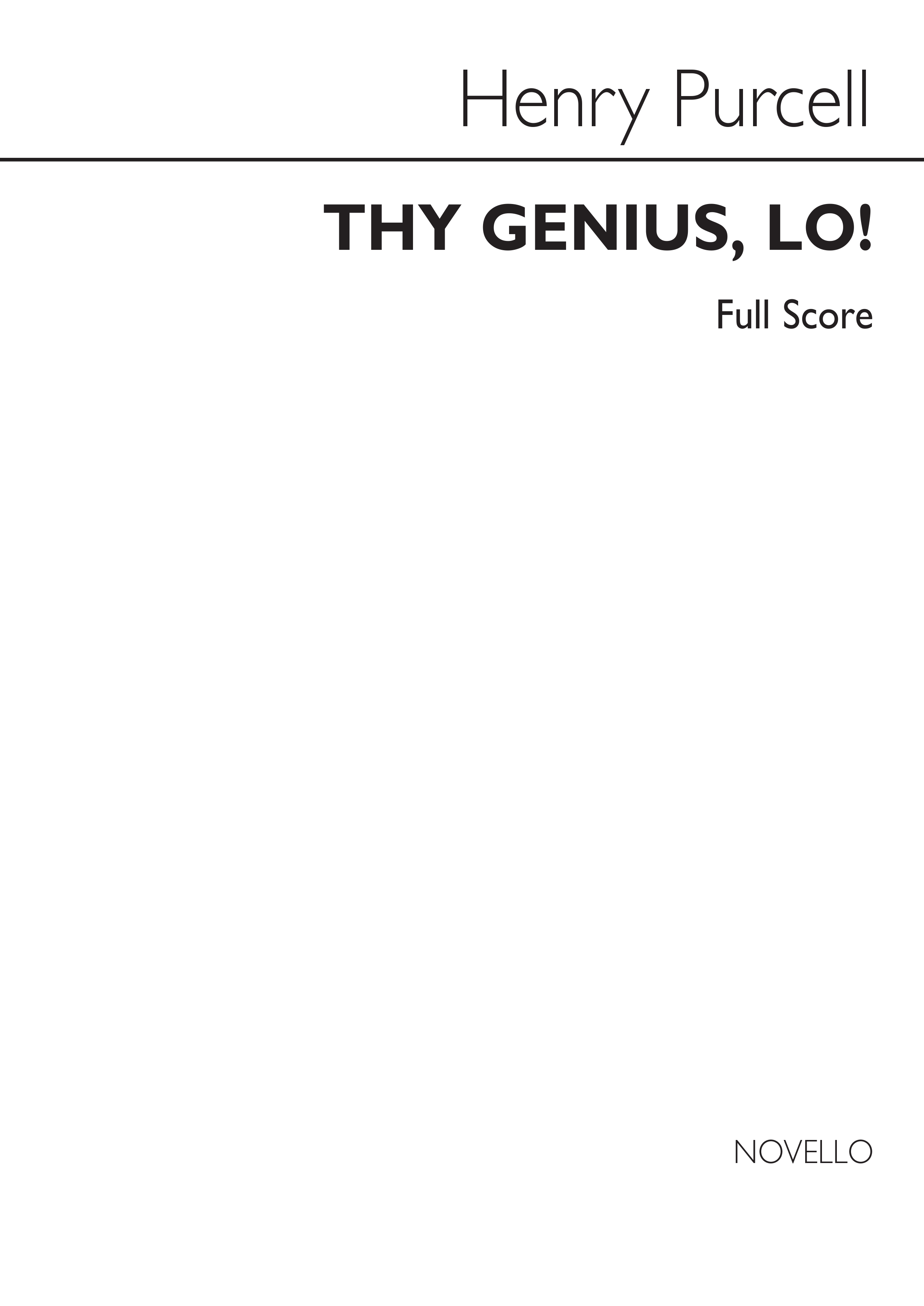 Henry Purcell: Thy Genius  Lo!: Mixed Choir: Vocal Score