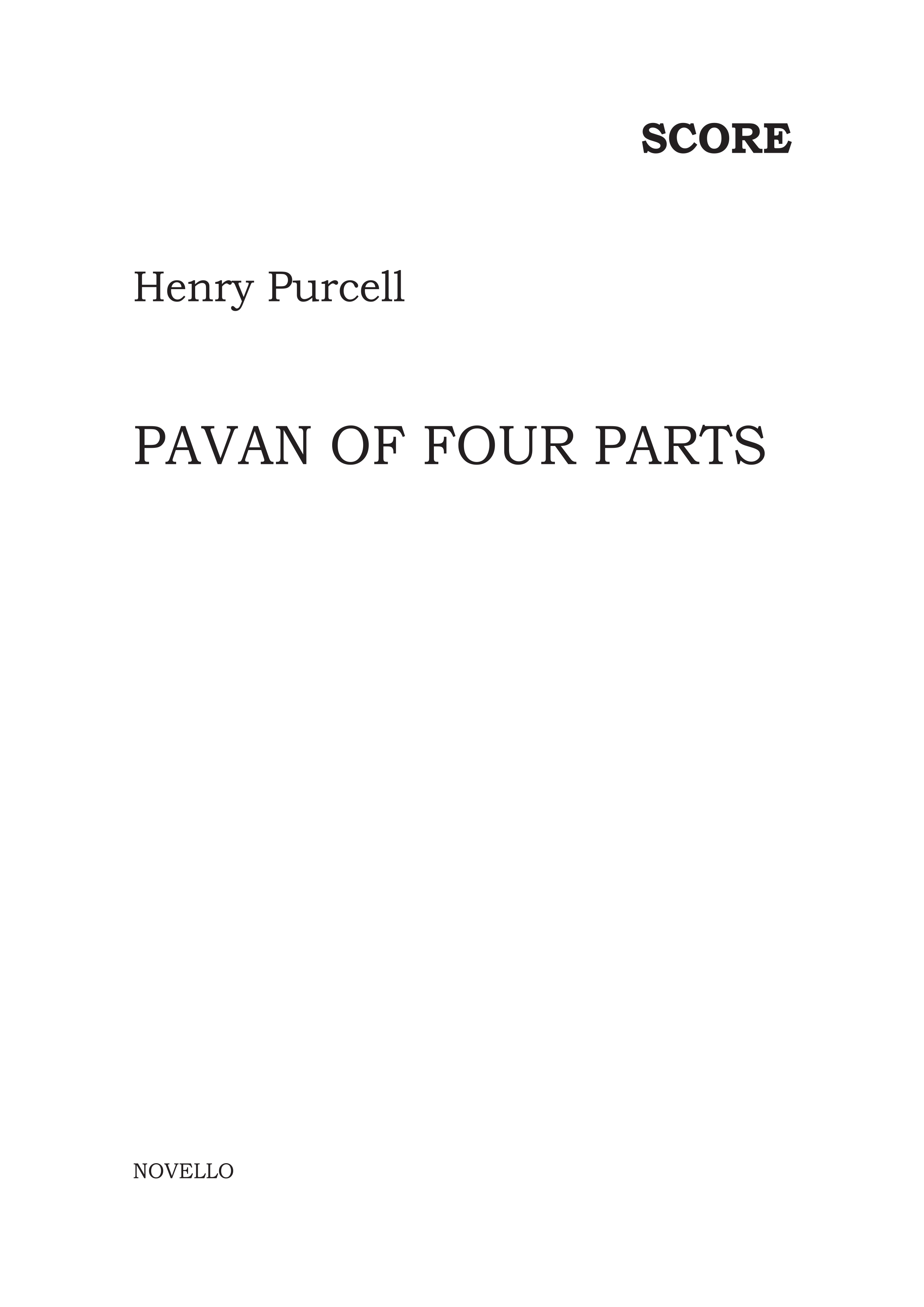 Henry Purcell: Pavan Of Four Voices: String Ensemble: Score and Parts