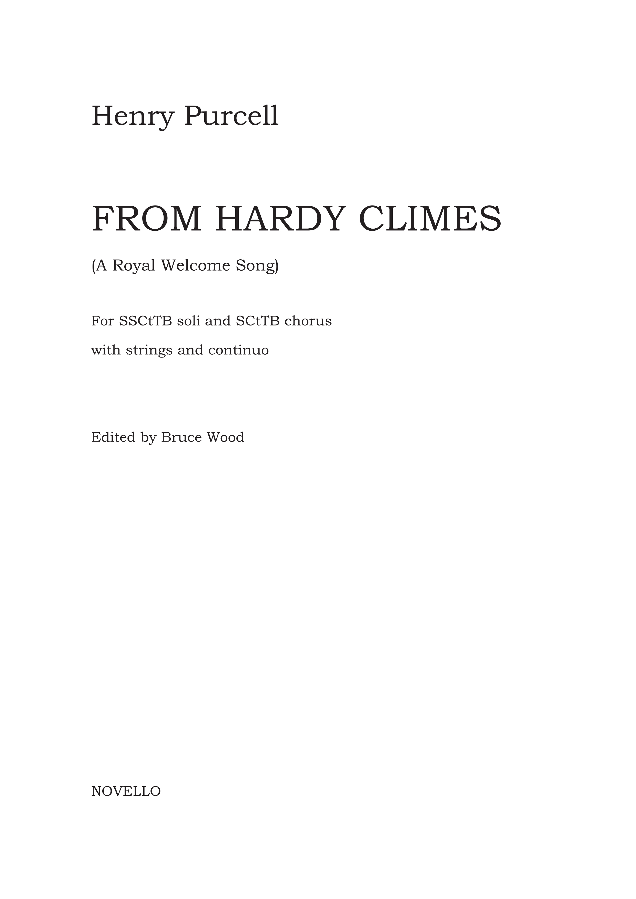 Henry Purcell: From Hardy Climes (A Royal Welcome Song): Chamber Ensemble: