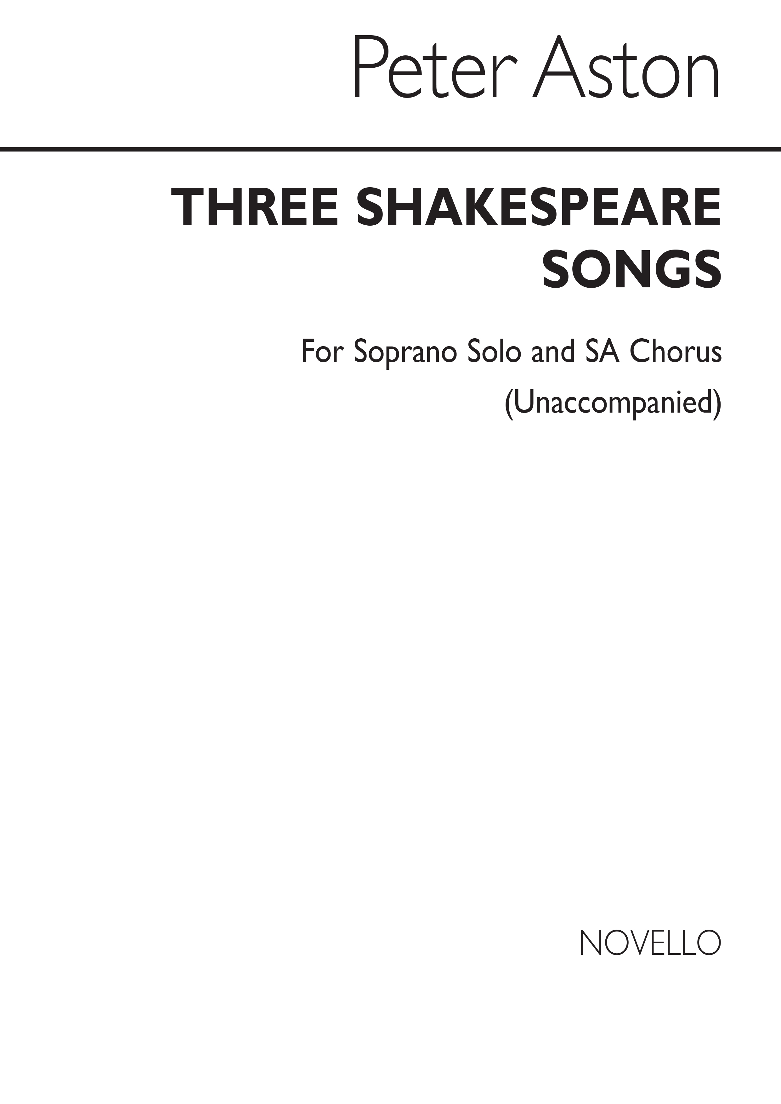 Peter Aston: Three Shakespeare Songs: 2-Part Choir: Vocal Score