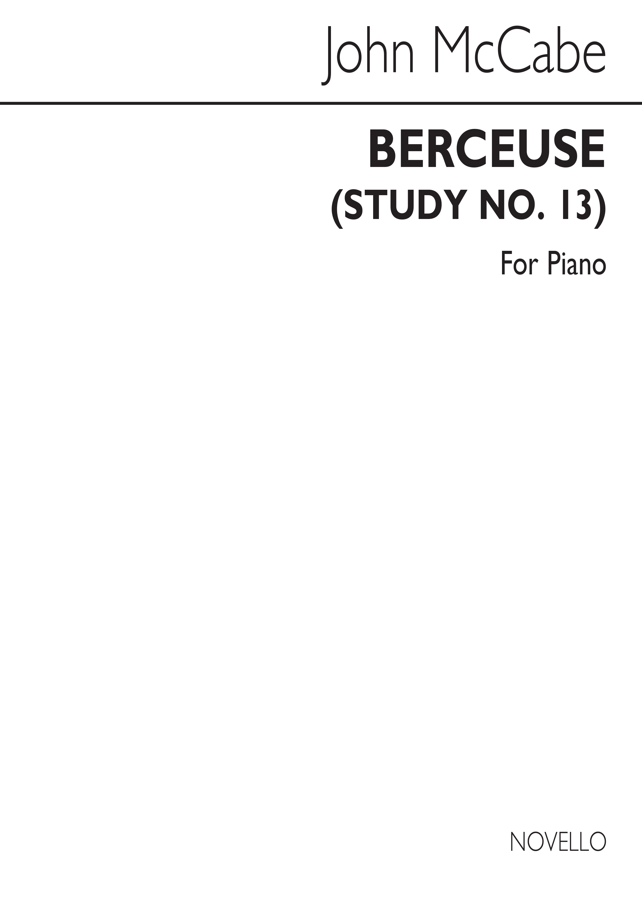 John McCabe: Berceuse (Study No.13) For Piano: Piano: Instrumental Work