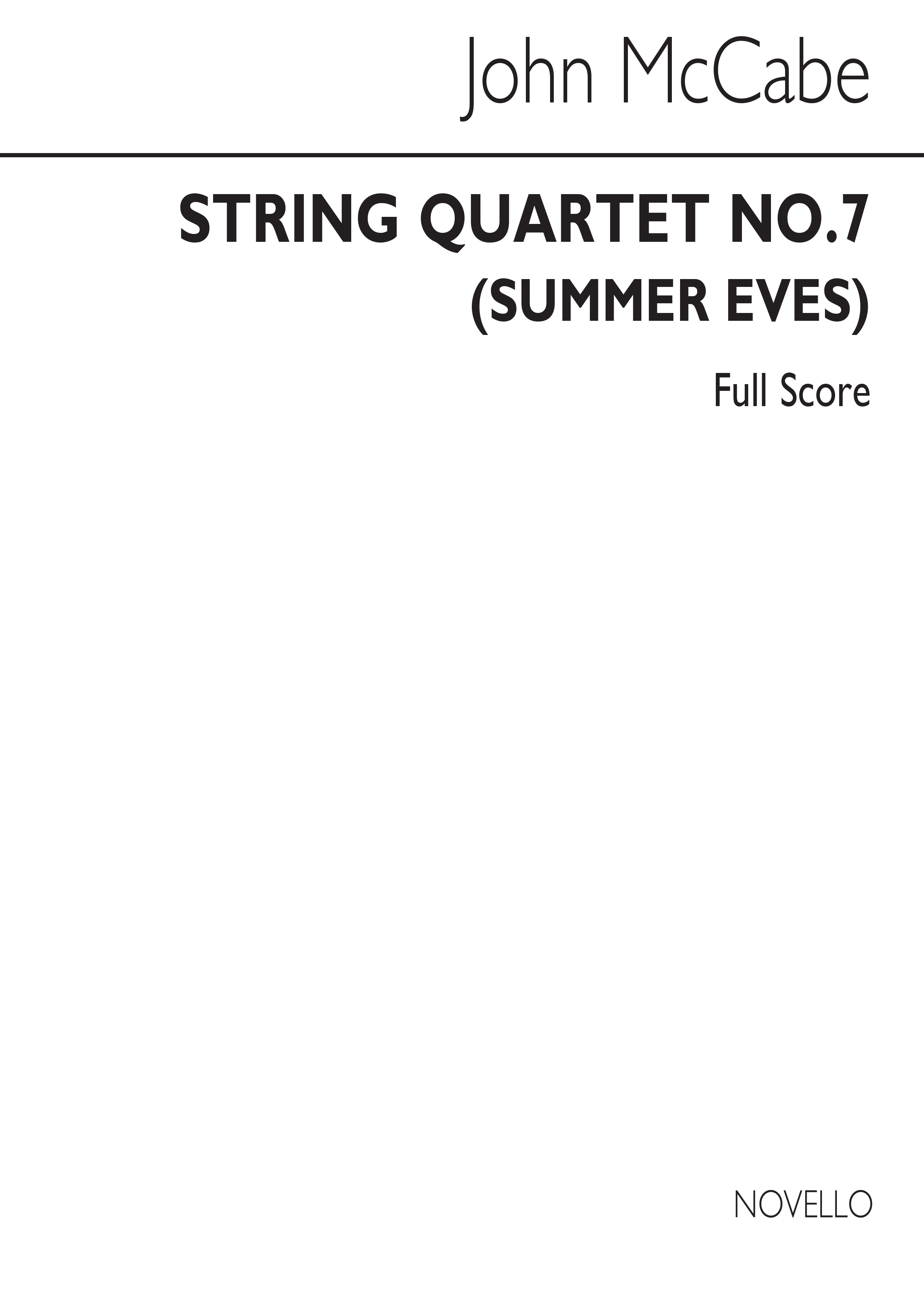 John McCabe: String Quartet No.7 - Summer Eves: String Quartet: Score