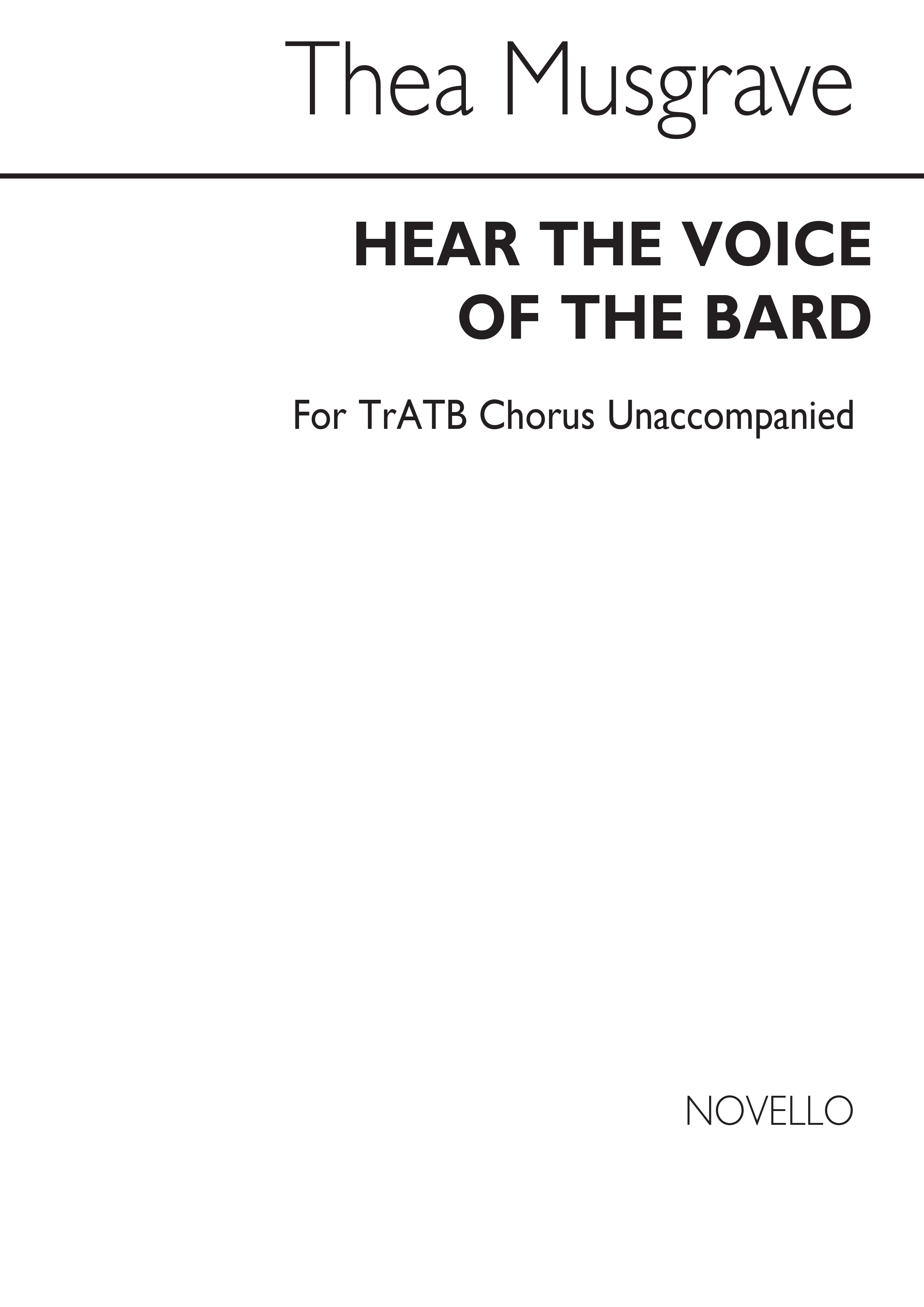 Thea Musgrave: Hear The Voice Of The Bard: Mixed Choir: Vocal Score