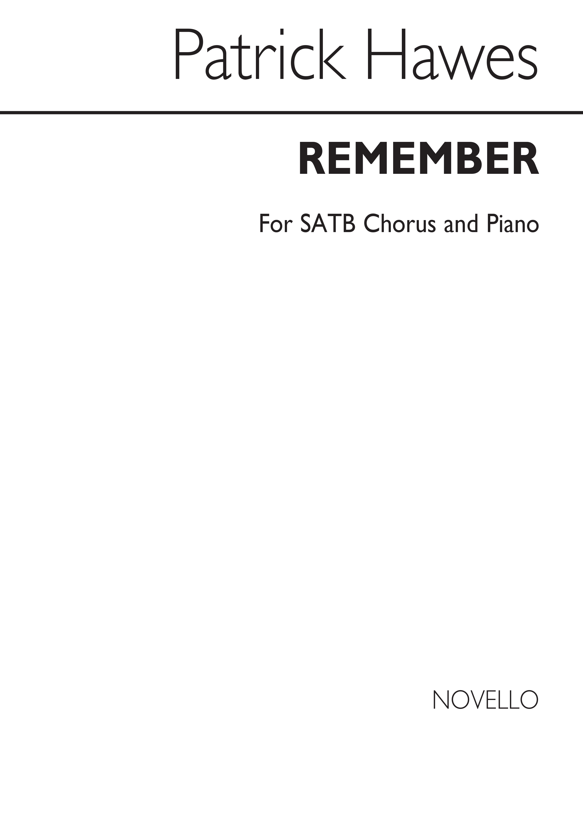 Patrick Hawes: Remember: SATB: Vocal Score
