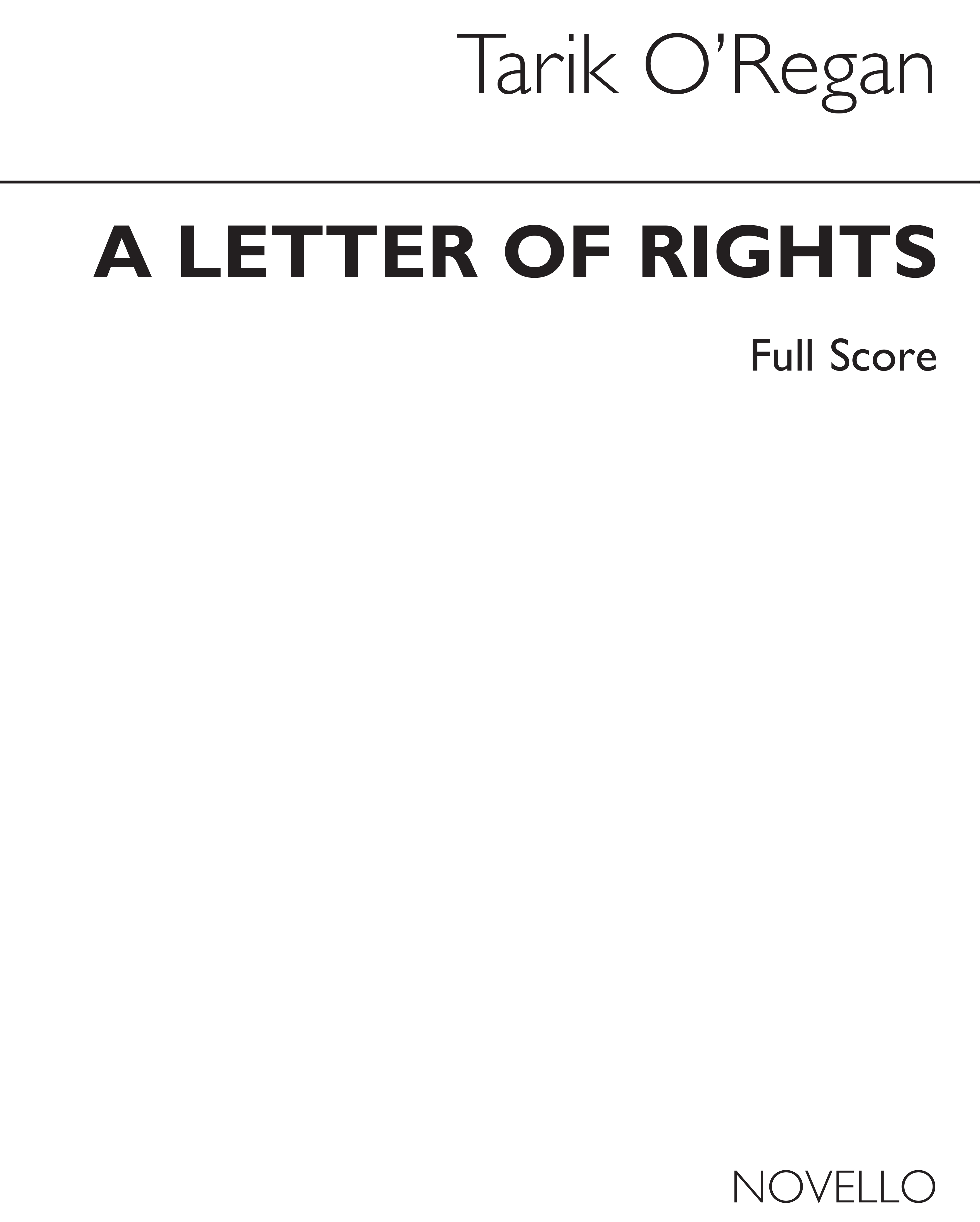 Tarik O'Regan: A Letter of Rights: SATB: Score