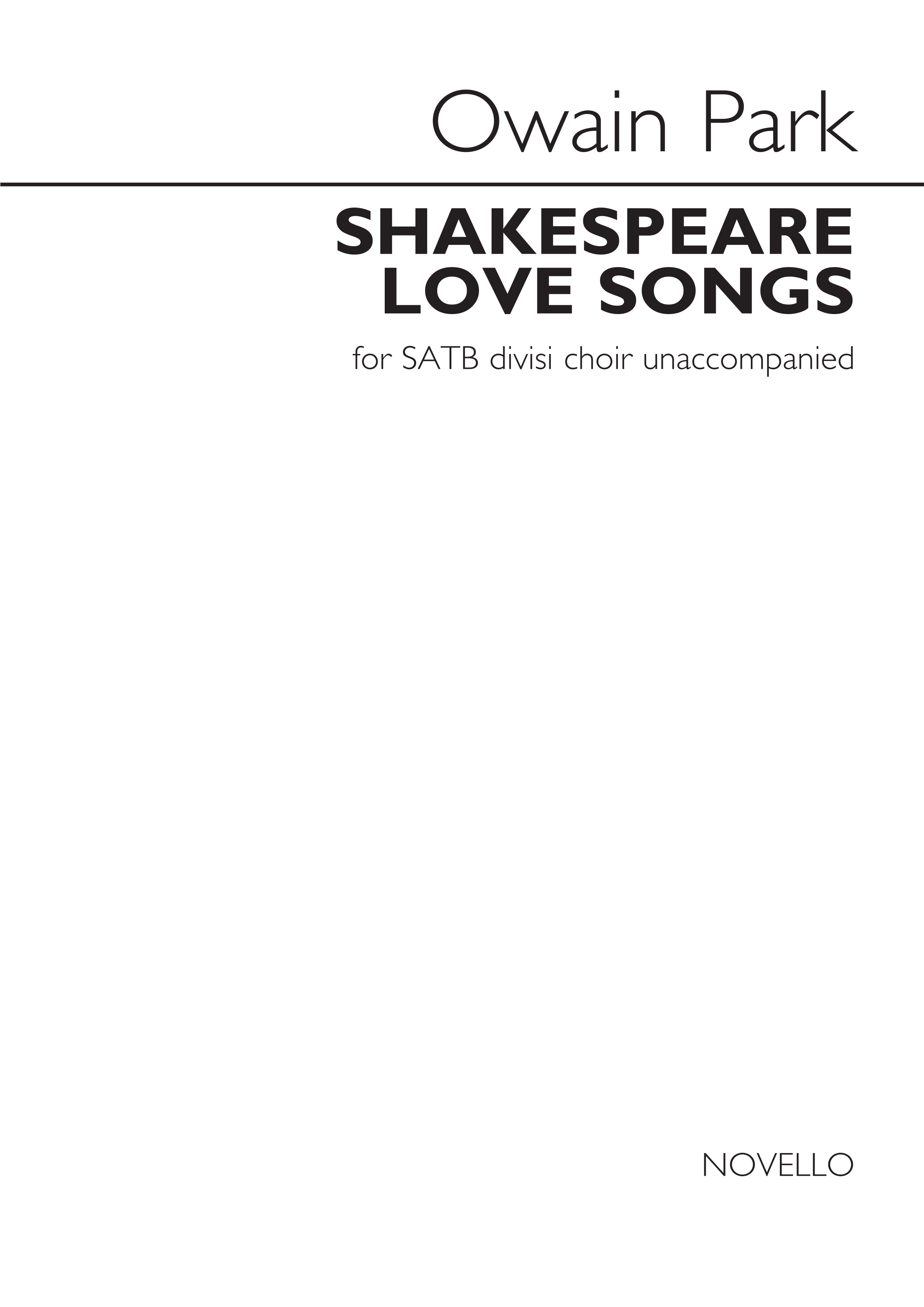Owain Park: Shakespeare Love Songs: SATB: Vocal Score