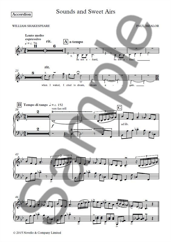 Paul Mealor: Sounds And Sweet Airs: SATB: Part