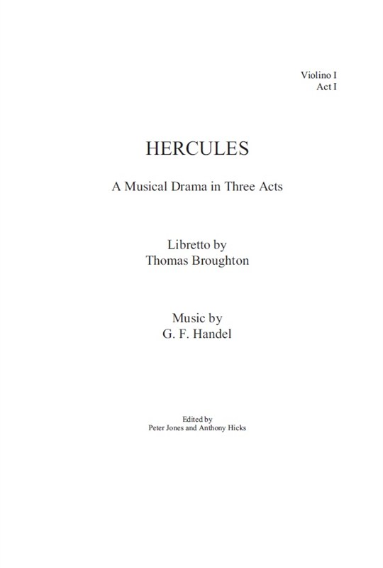 Georg Friedrich Hndel: Hercules (Ed. Peter Jones) (Parts): Orchestra: Parts