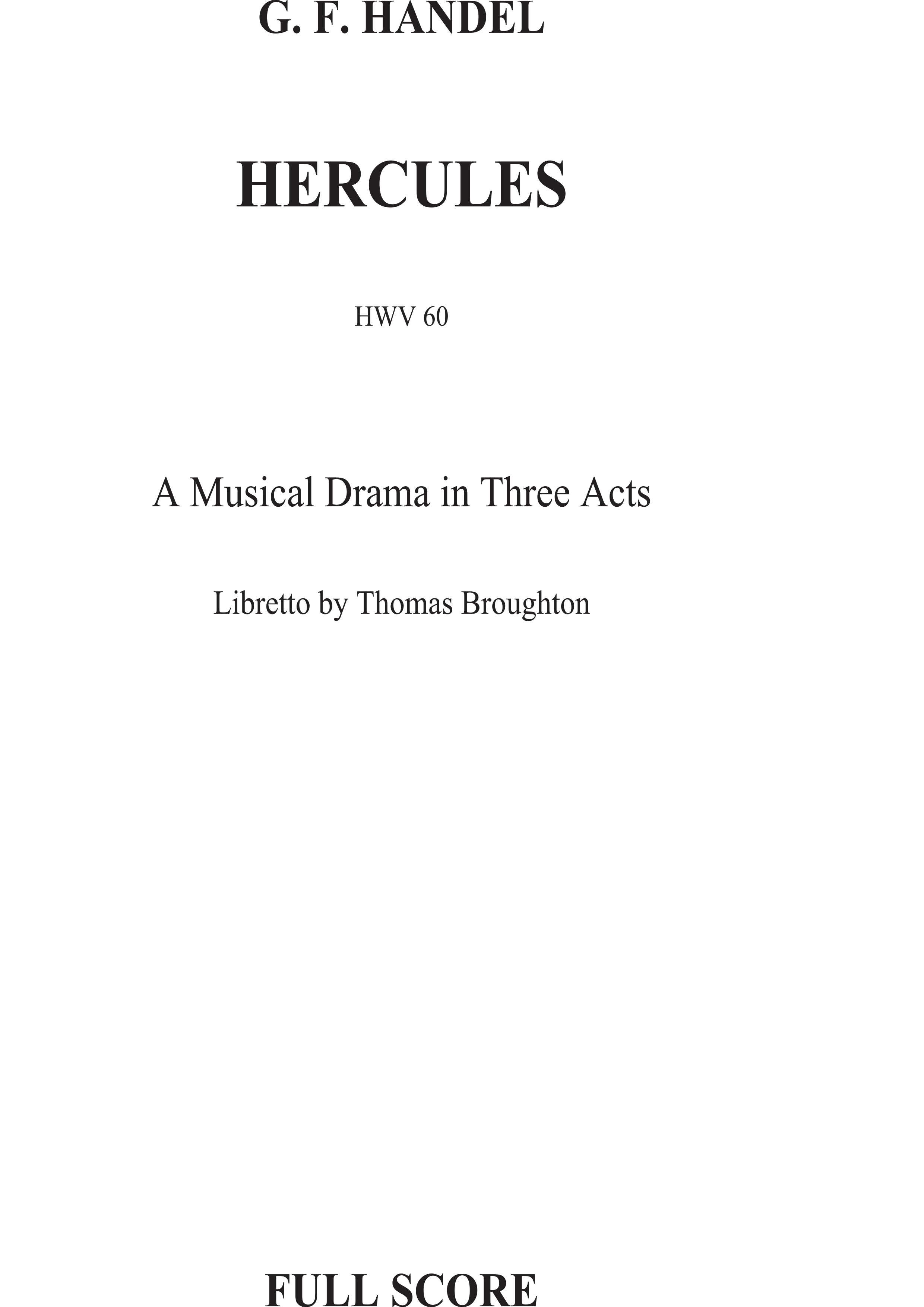 Georg Friedrich Hndel: Hercules (Ed. Peter Jones) (Full Score): Opera: Score