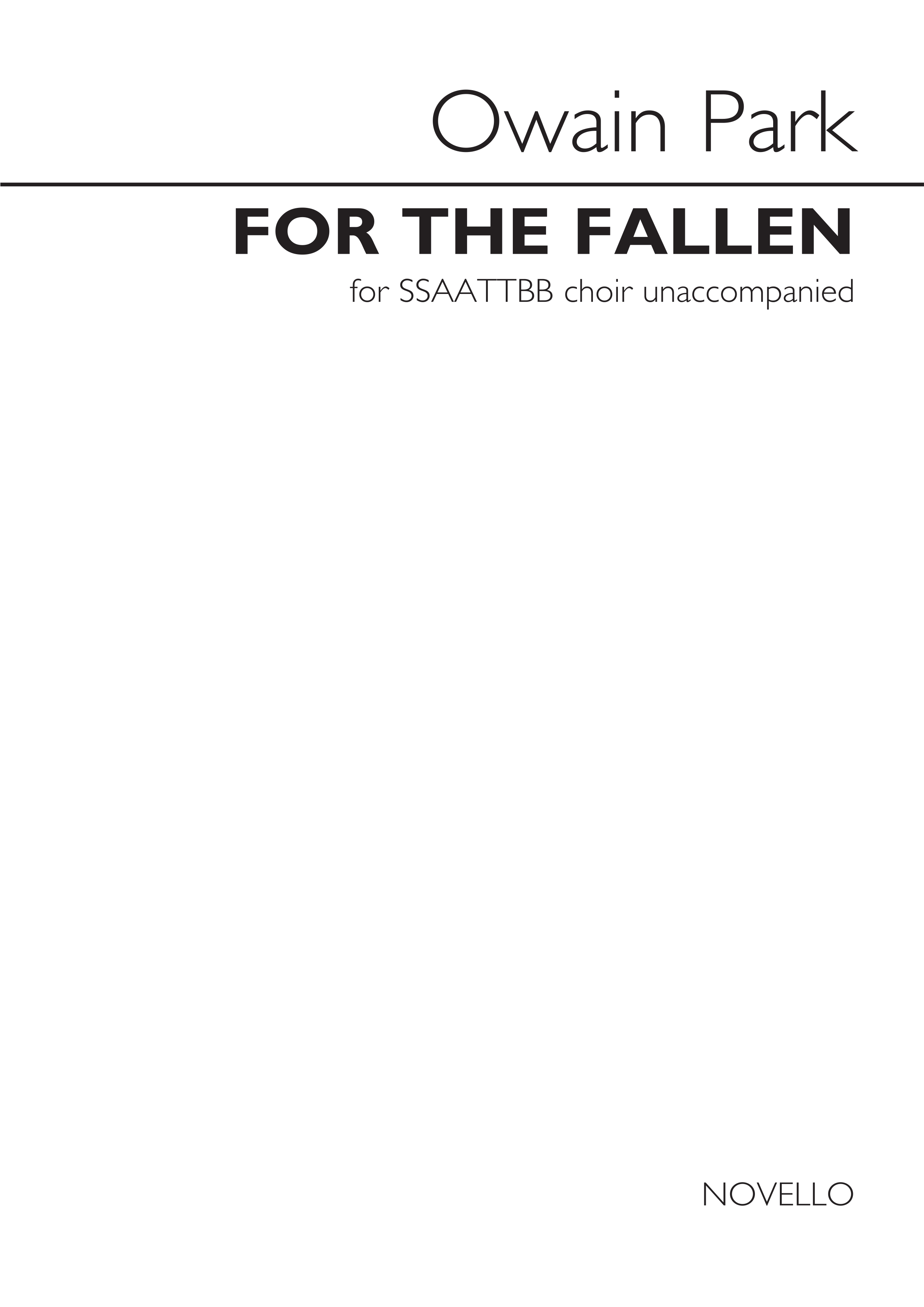 Owain Park: For The Fallen: SATB: Vocal Score