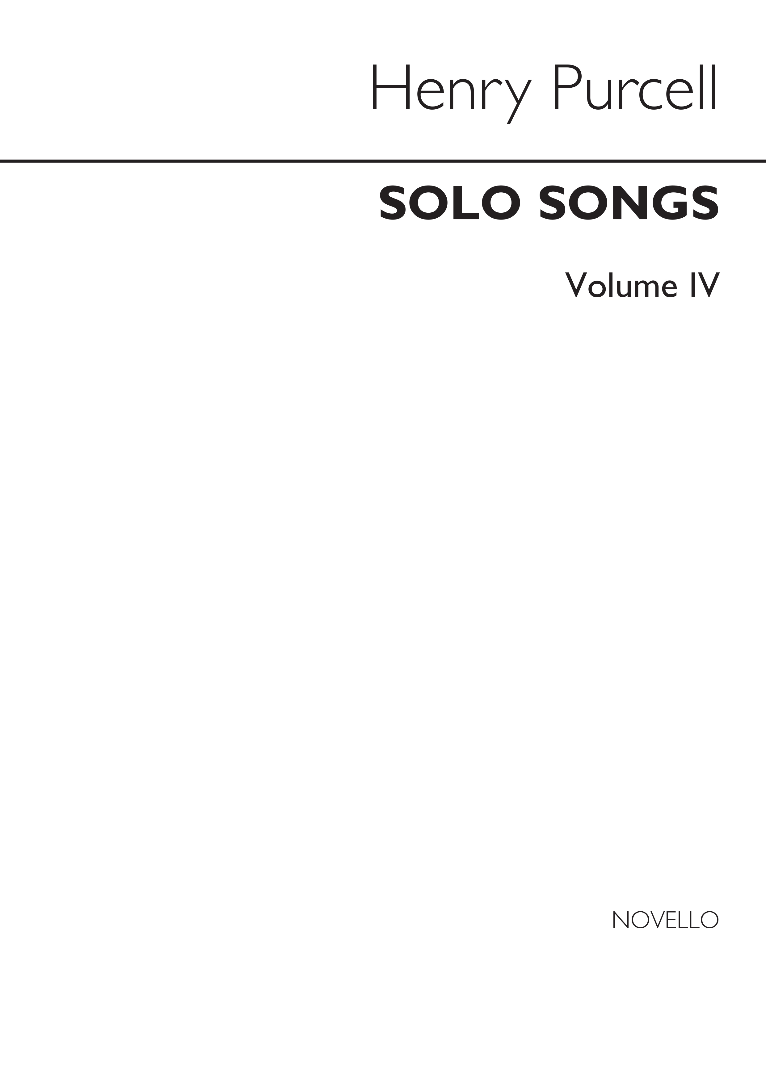 Henry Purcell: Solo Songs Volume IV: Voice: Mixed Songbook