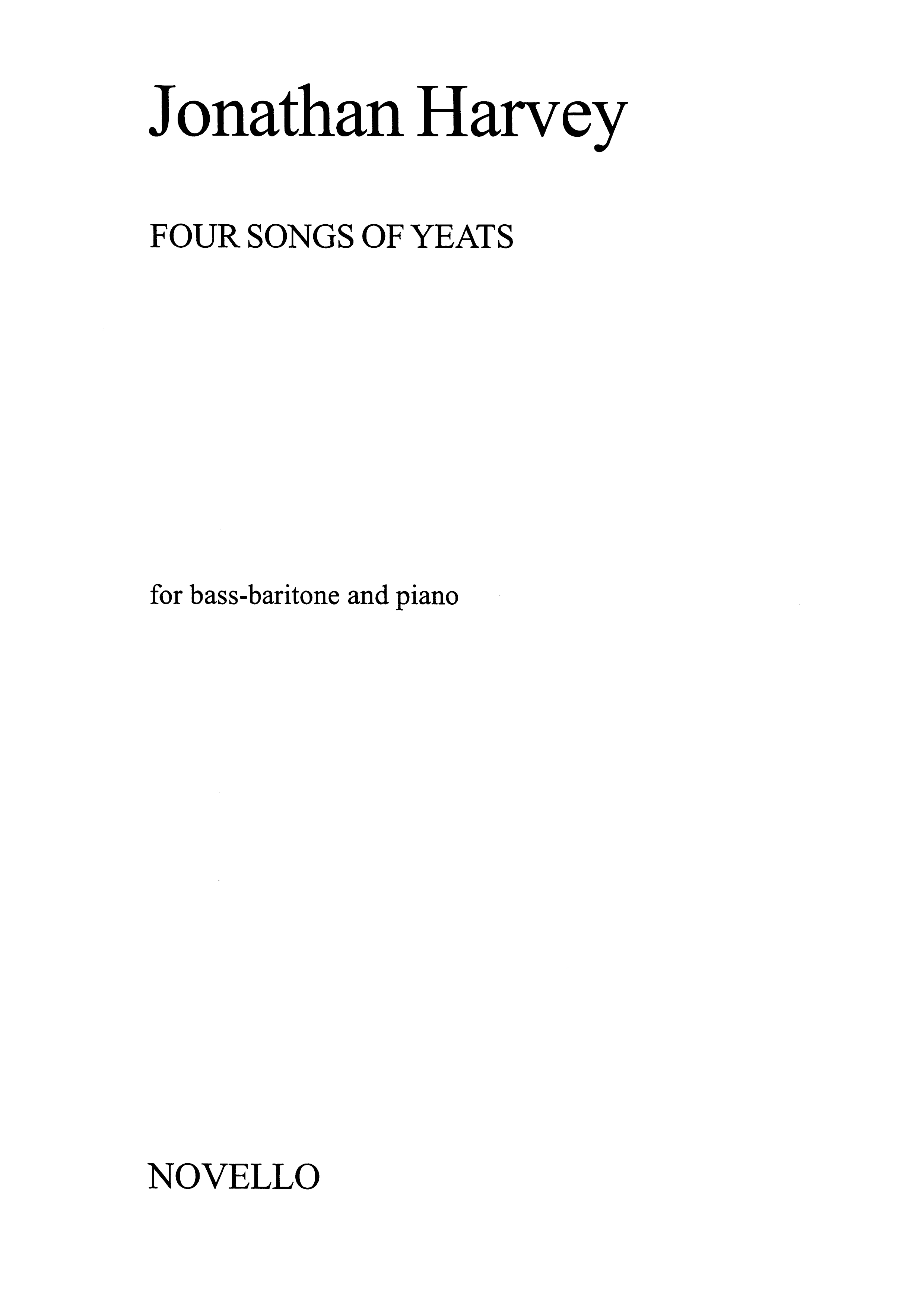 Jonathan Harvey: Four Songs Of Yeats: Baritone Voice: Mixed Songbook