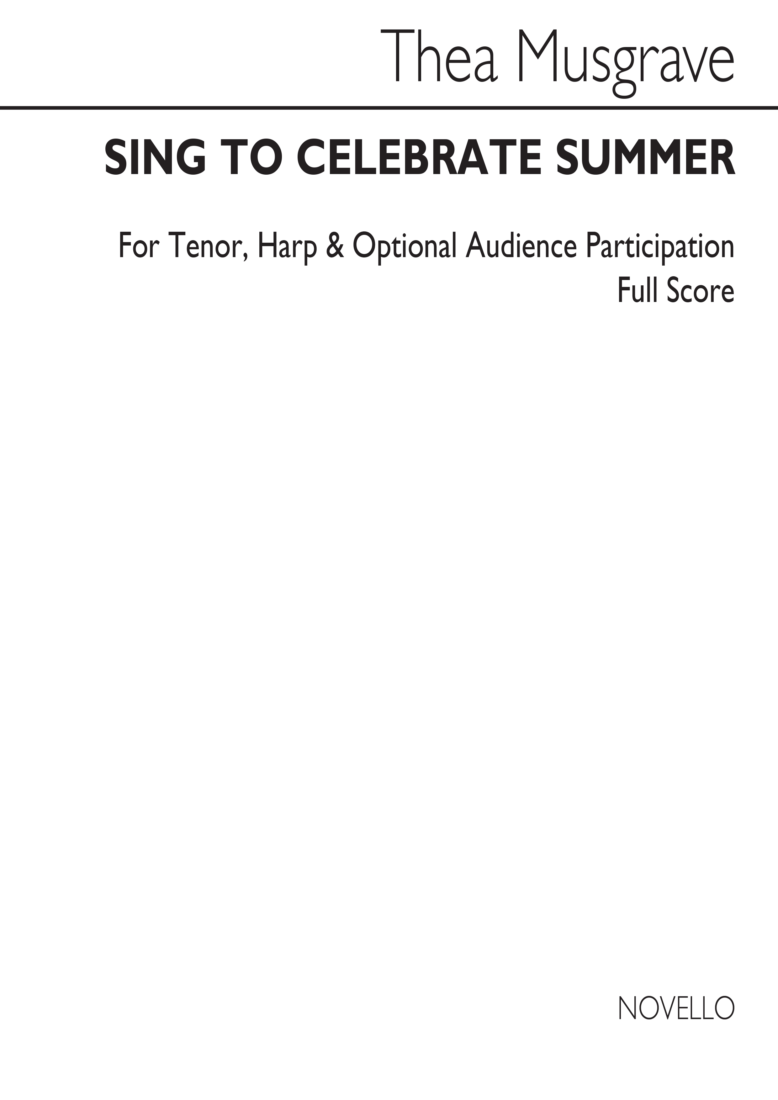 Thea Musgrave: Sing To Celebrate Summer: Tenor & SATB: Score