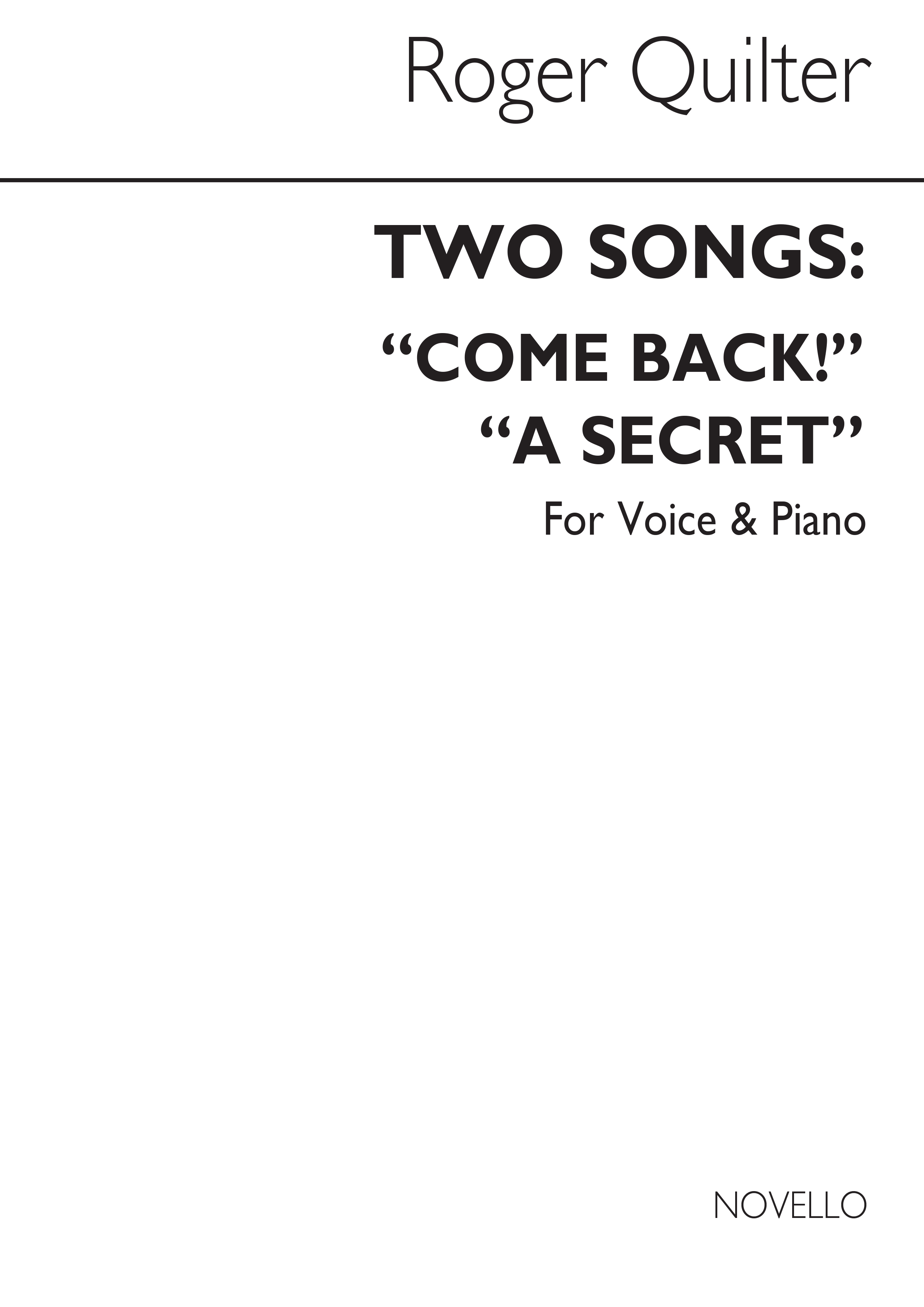Roger Quilter: Two Songs In B Flat For Voice And Piano: Voice: Score