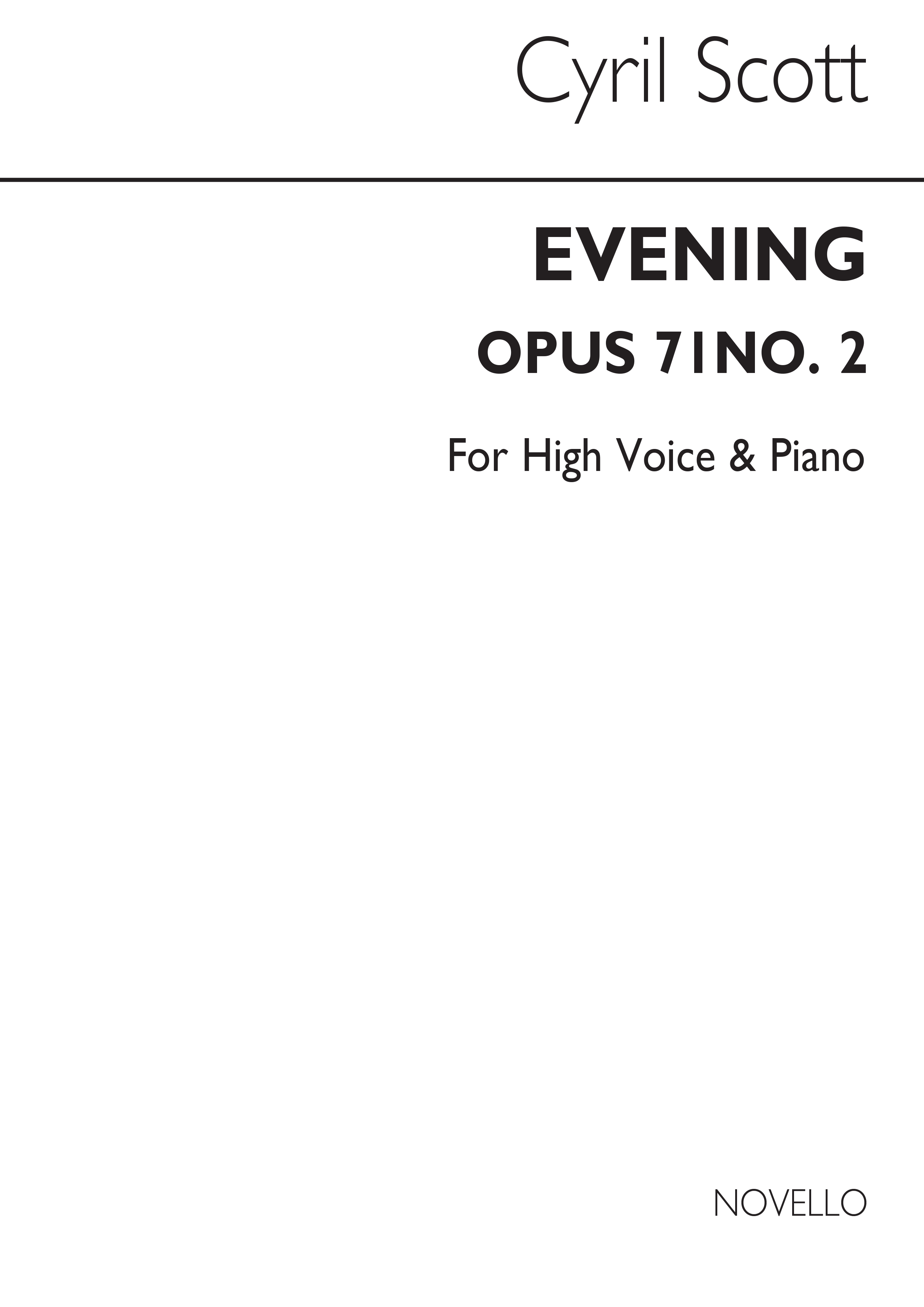 Cyril Scott: Evening Op71 No.2-high Voice/Piano (Key-e Flat): High Voice: Vocal