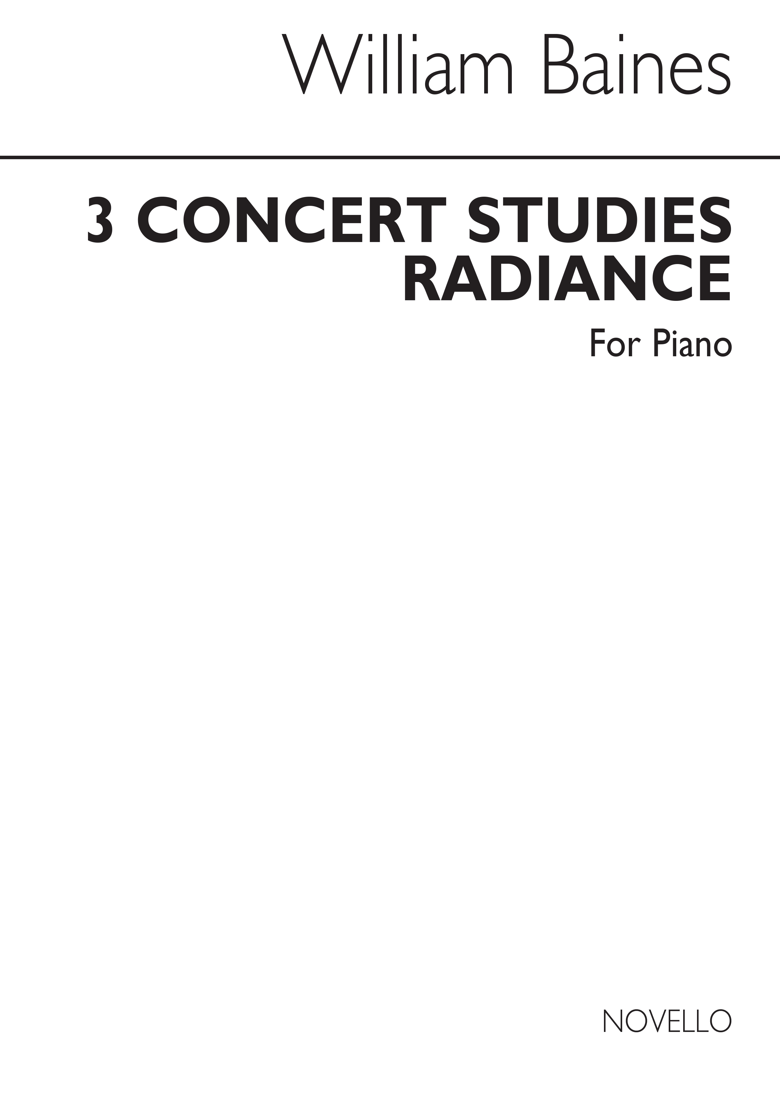 William Baines: Radiance (Three Concert Studies): Piano: Instrumental Work