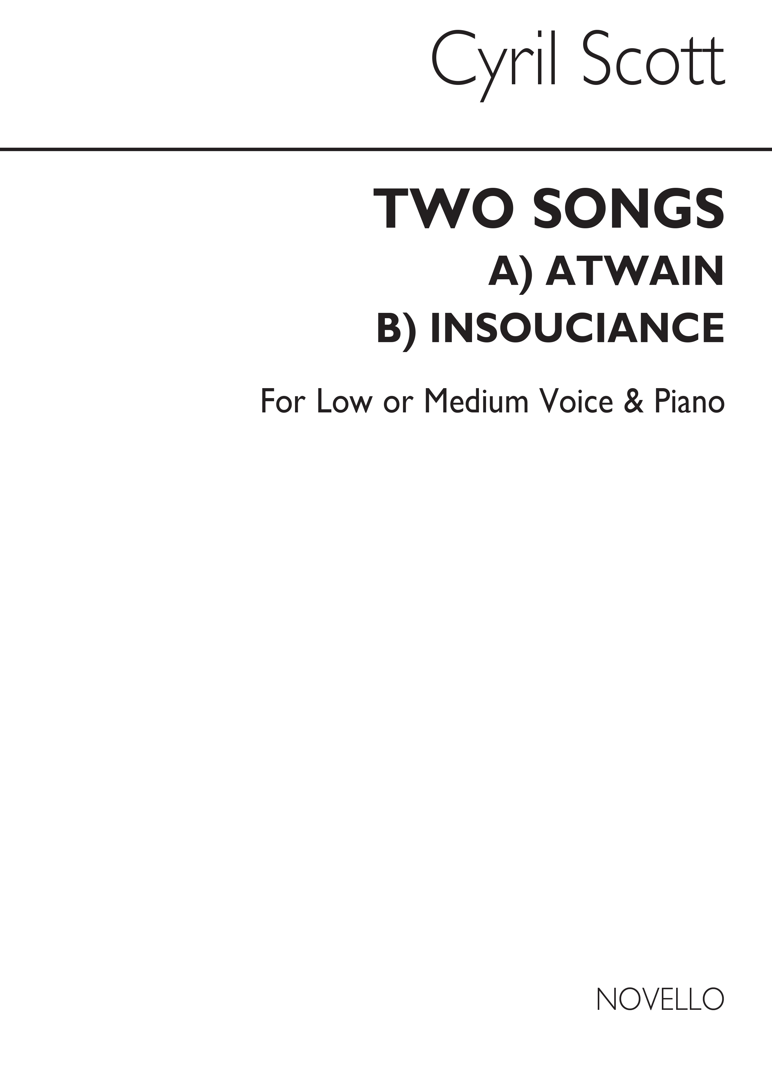 Cyril Scott: Two Songs Op56-low Or Medium Voice/Piano: Low Voice: Vocal Work