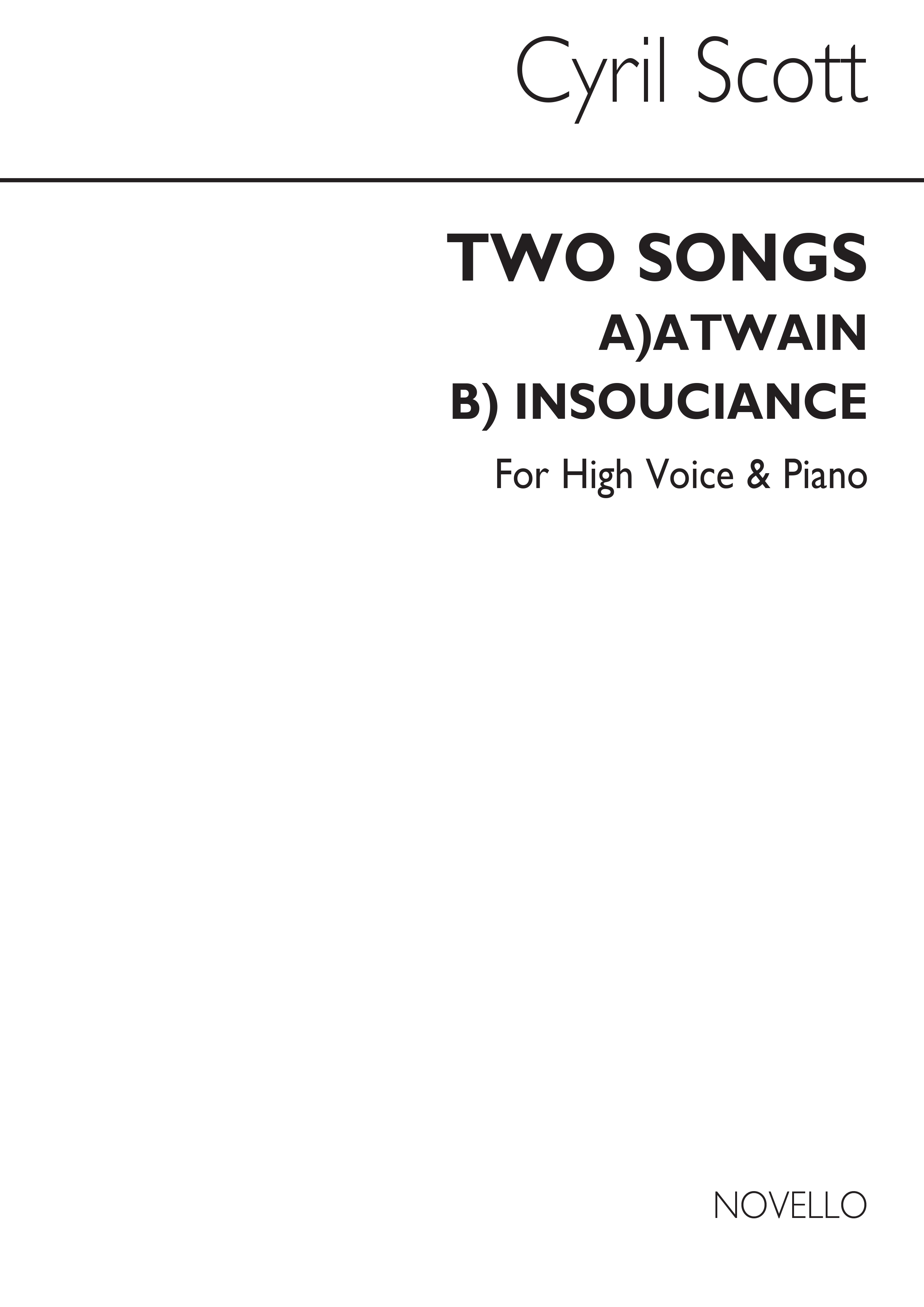 Cyril Scott: Two Songs Op56-high Voice/Piano: High Voice: Vocal Work