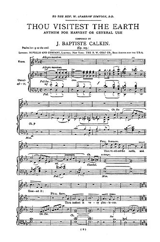 John Baptiste Calkin: Thou Visitest The Earth: SATB: Vocal Score
