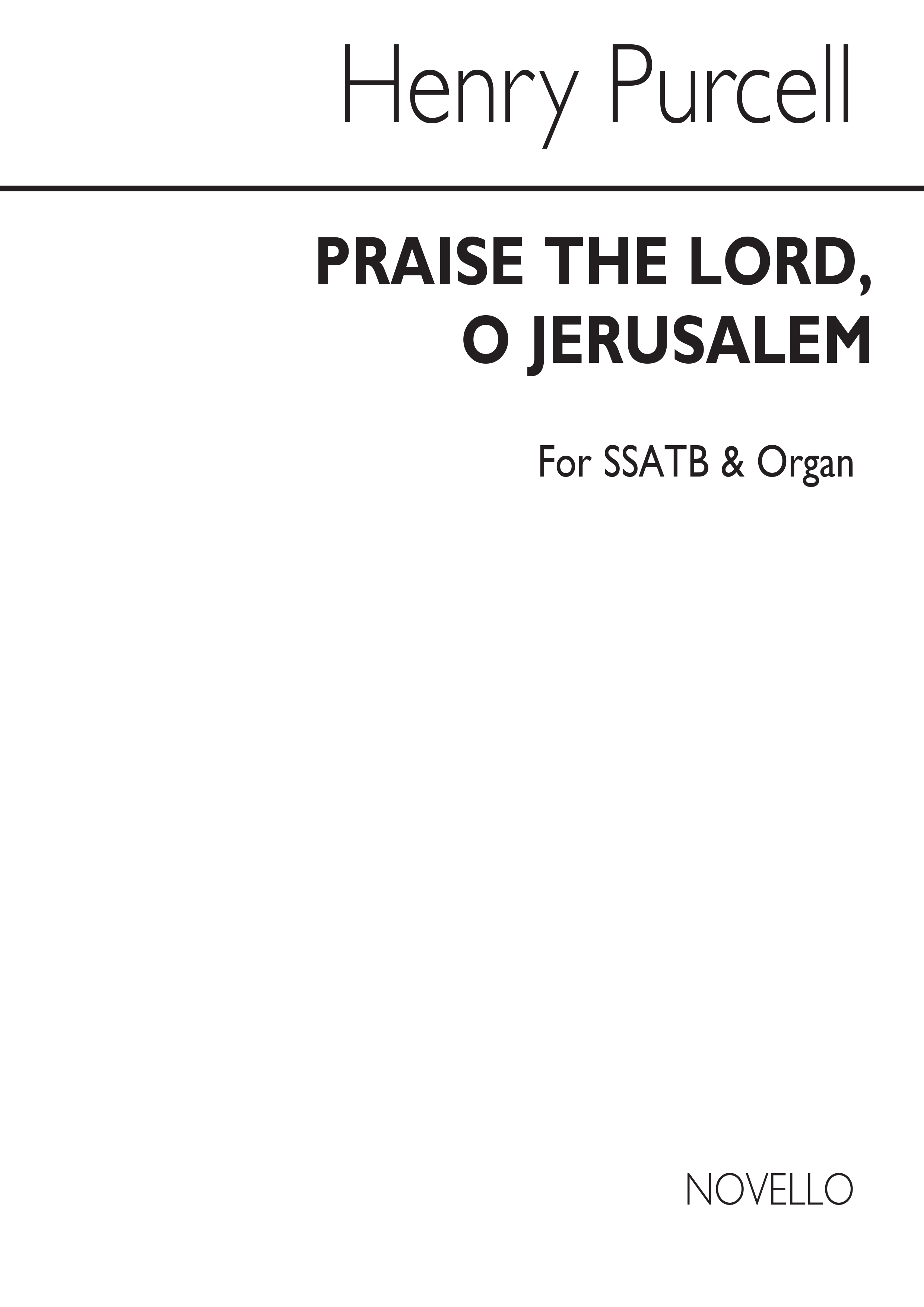 Henry Purcell: Praise The Lord  O Jerusalem: SATB: Vocal Score