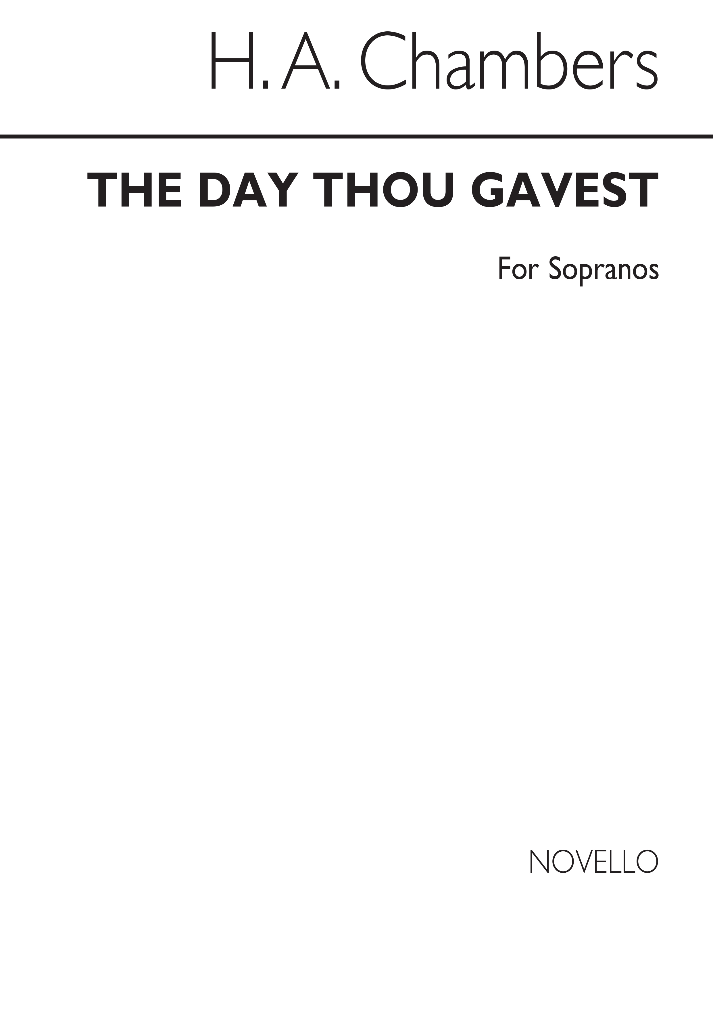 H.A. Chambers: The Day Thou Gavest - Londonderry Air: Upper Voices: Vocal Score