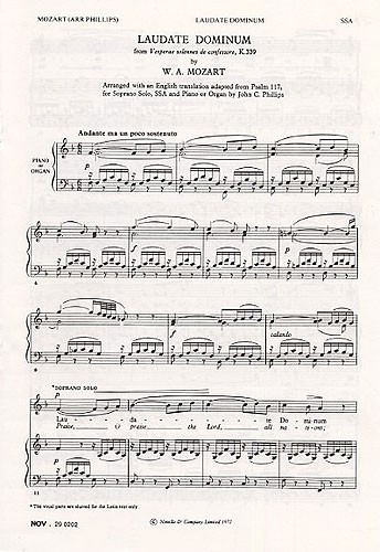 Wolfgang Amadeus Mozart: Laudate Dominum: SSAA: Vocal Score