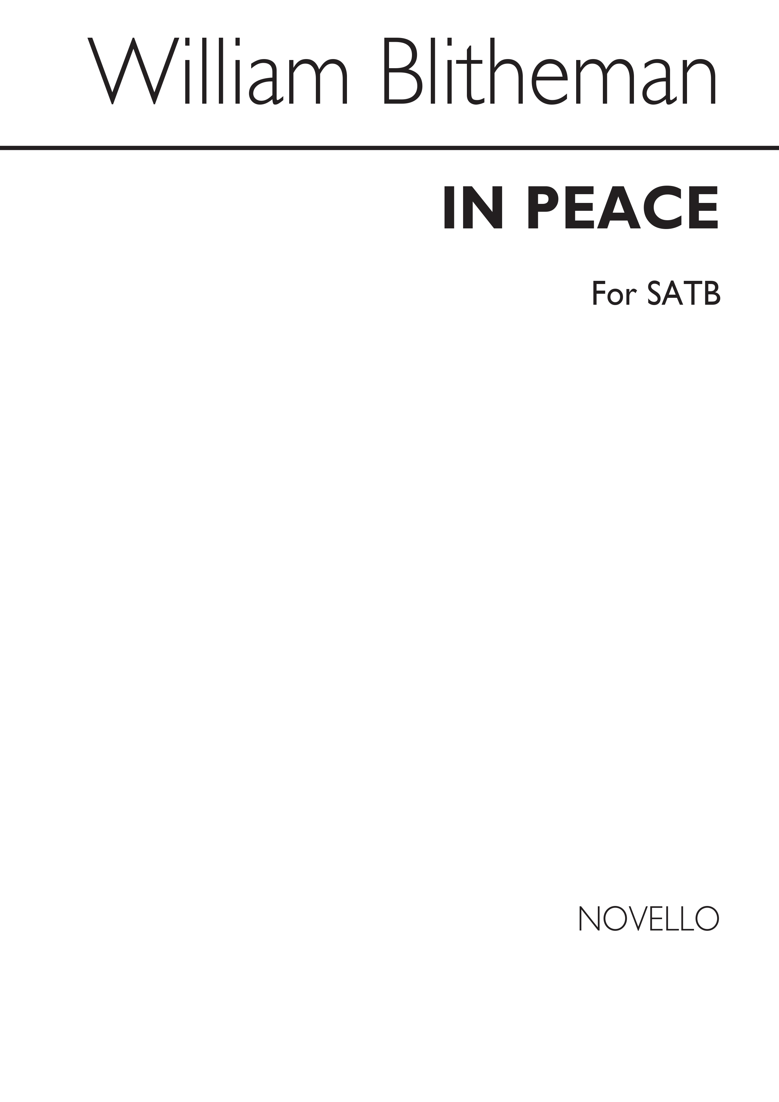 William Blitheman: In Pace (Latin/English): SATB: Vocal Score