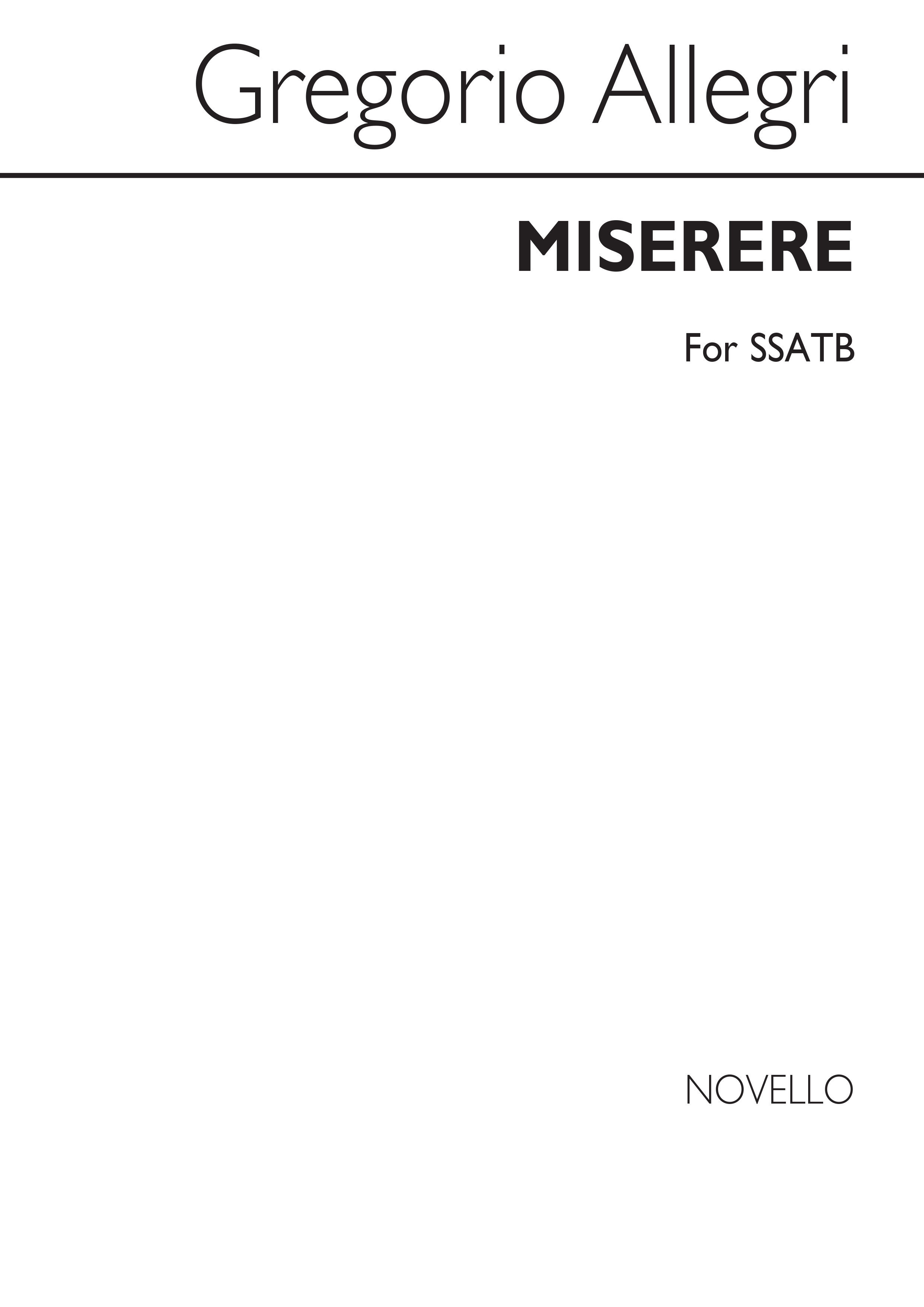 Gregorio Allegri: Miserere: SATB: Vocal Score