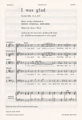 Henry Purcell: I was glad: SATB: Vocal Score