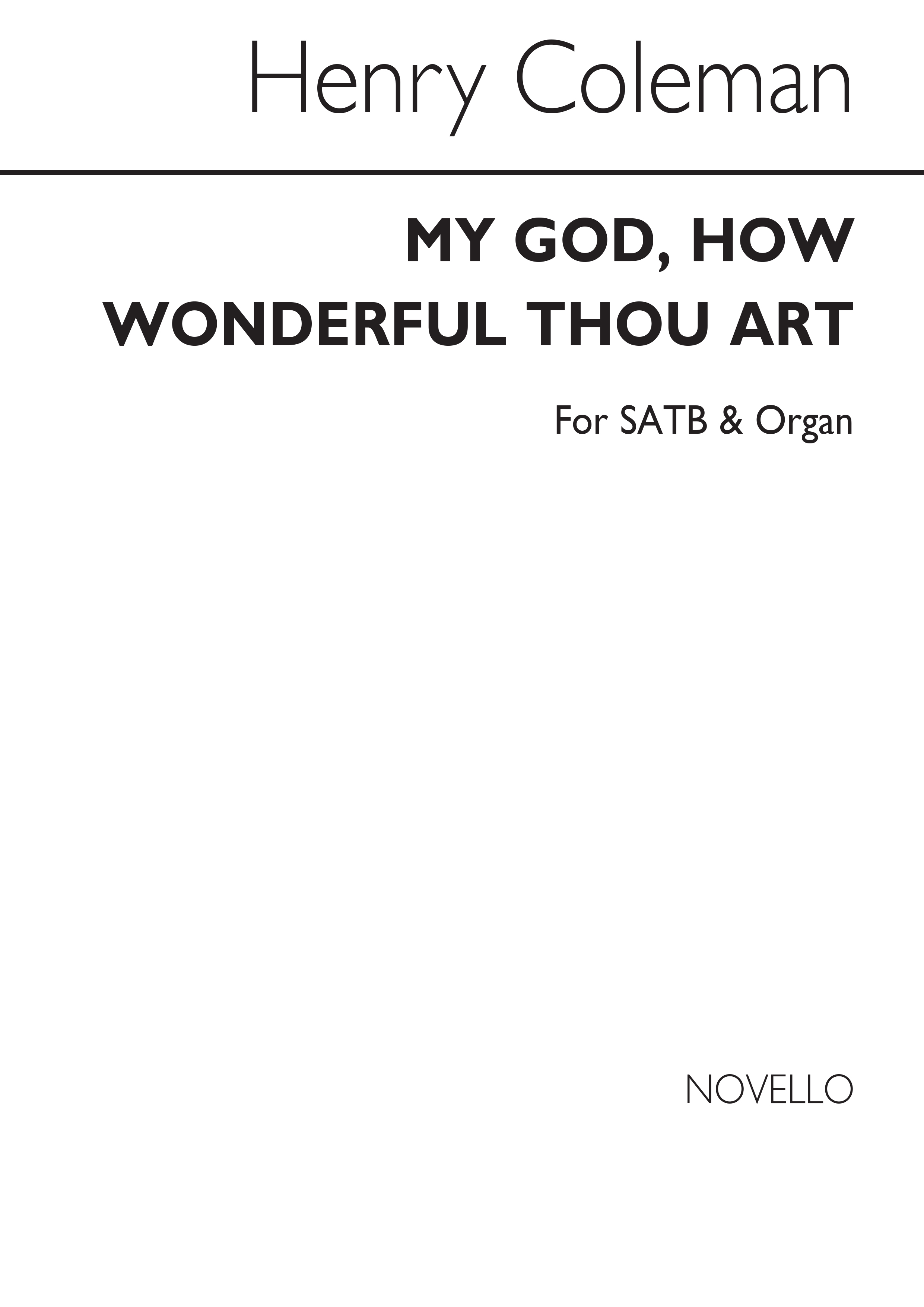 Henry Coleman: My God How Wonderful Thou Art: SATB: Vocal Score