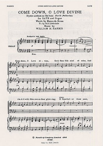 Sir William Henry Harris: Come Down O Love Divine: SATB: Vocal Score