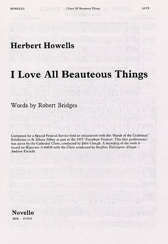 Herbert Howells: I Love All Beauteous Things: SATB: Vocal Score