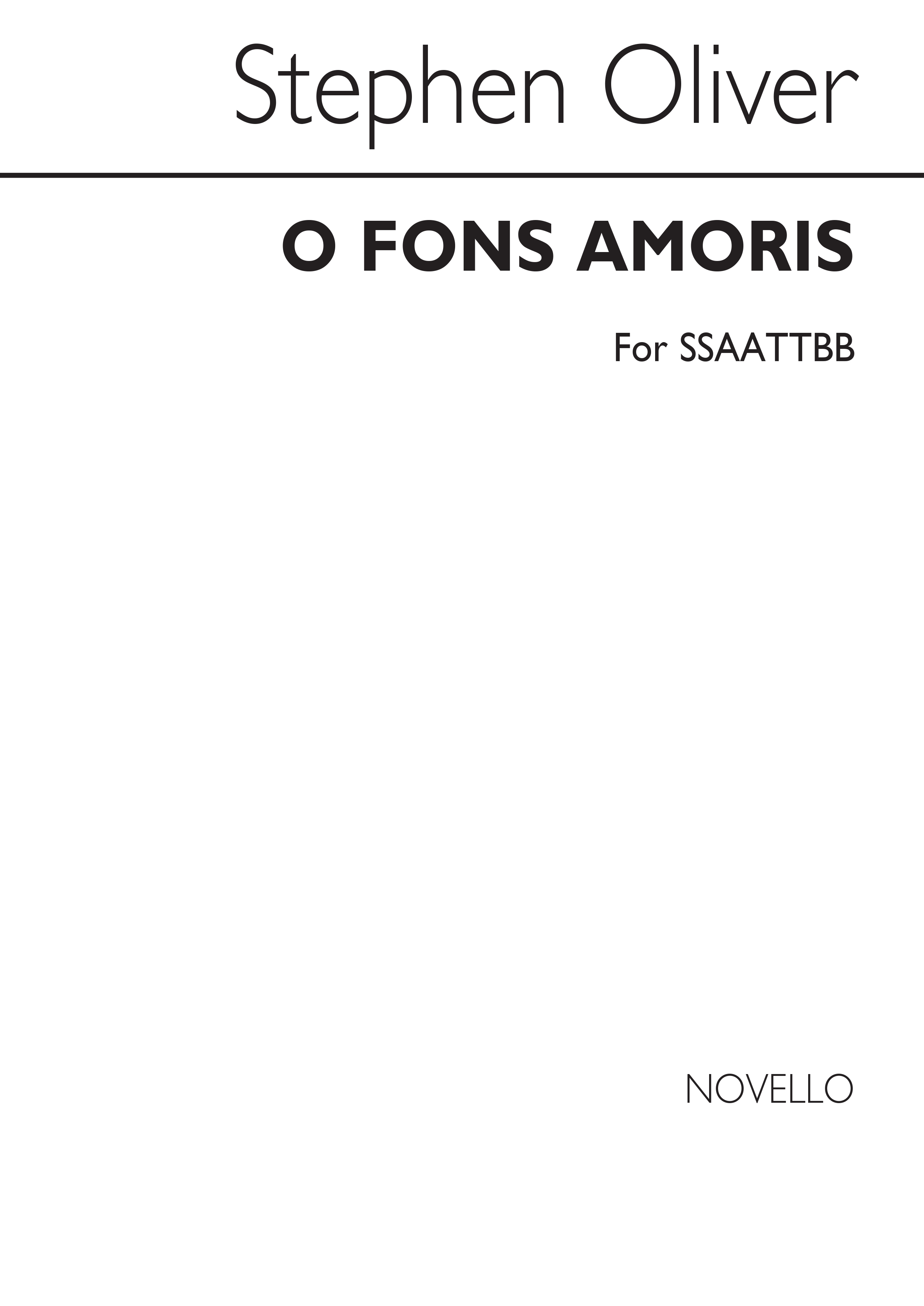 Stephen Oliver: O Fons Amoris: SATB: Vocal Score