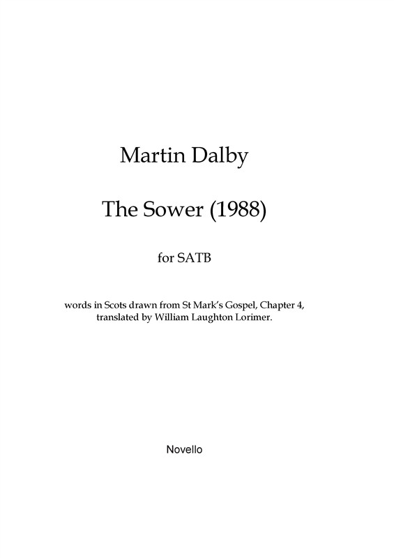 Martin Dalby: The Sower (1988): SATB: Vocal Score