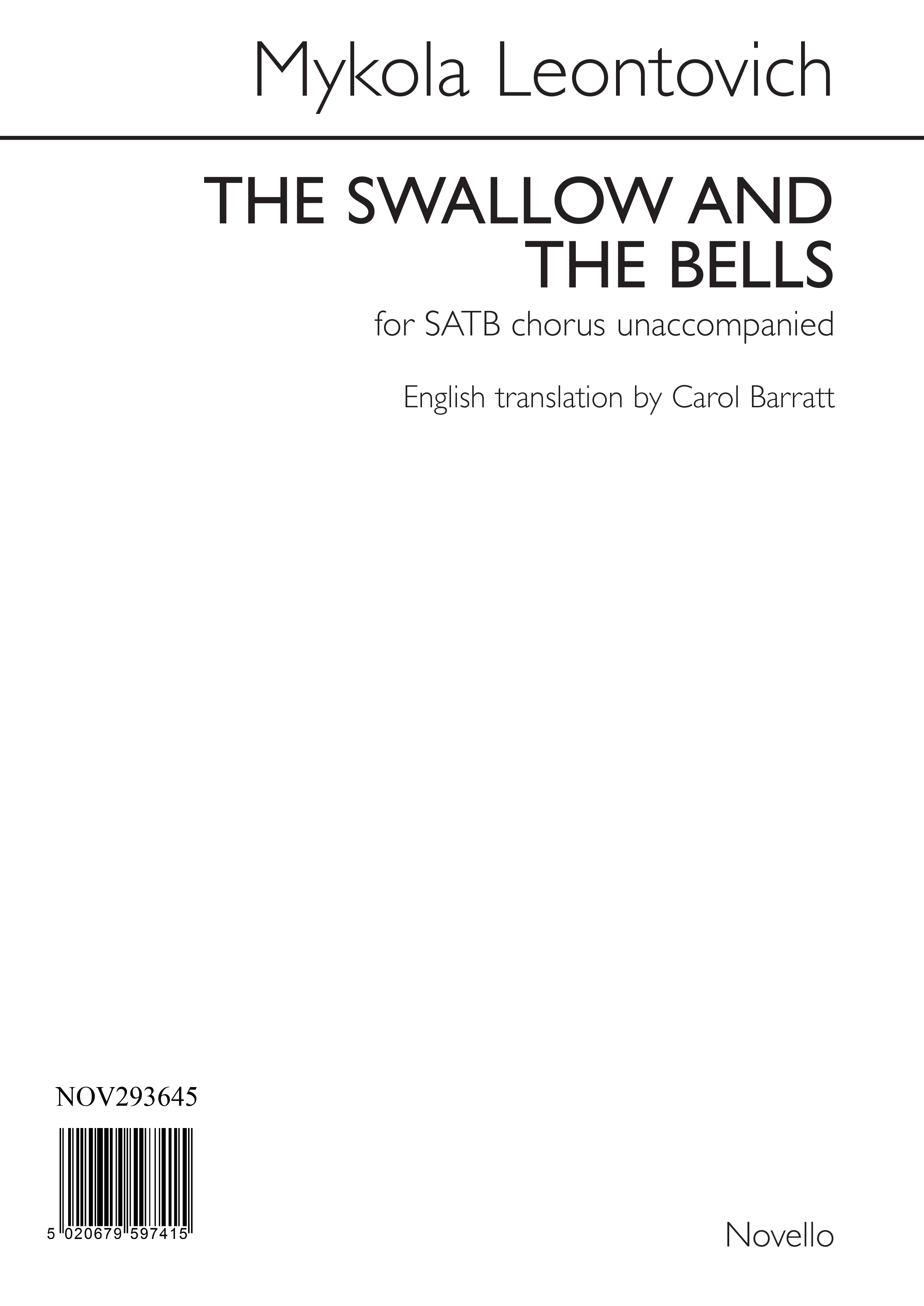 Mykola D. Leontovich: The Swallow And The Bells: SATB: Vocal Score