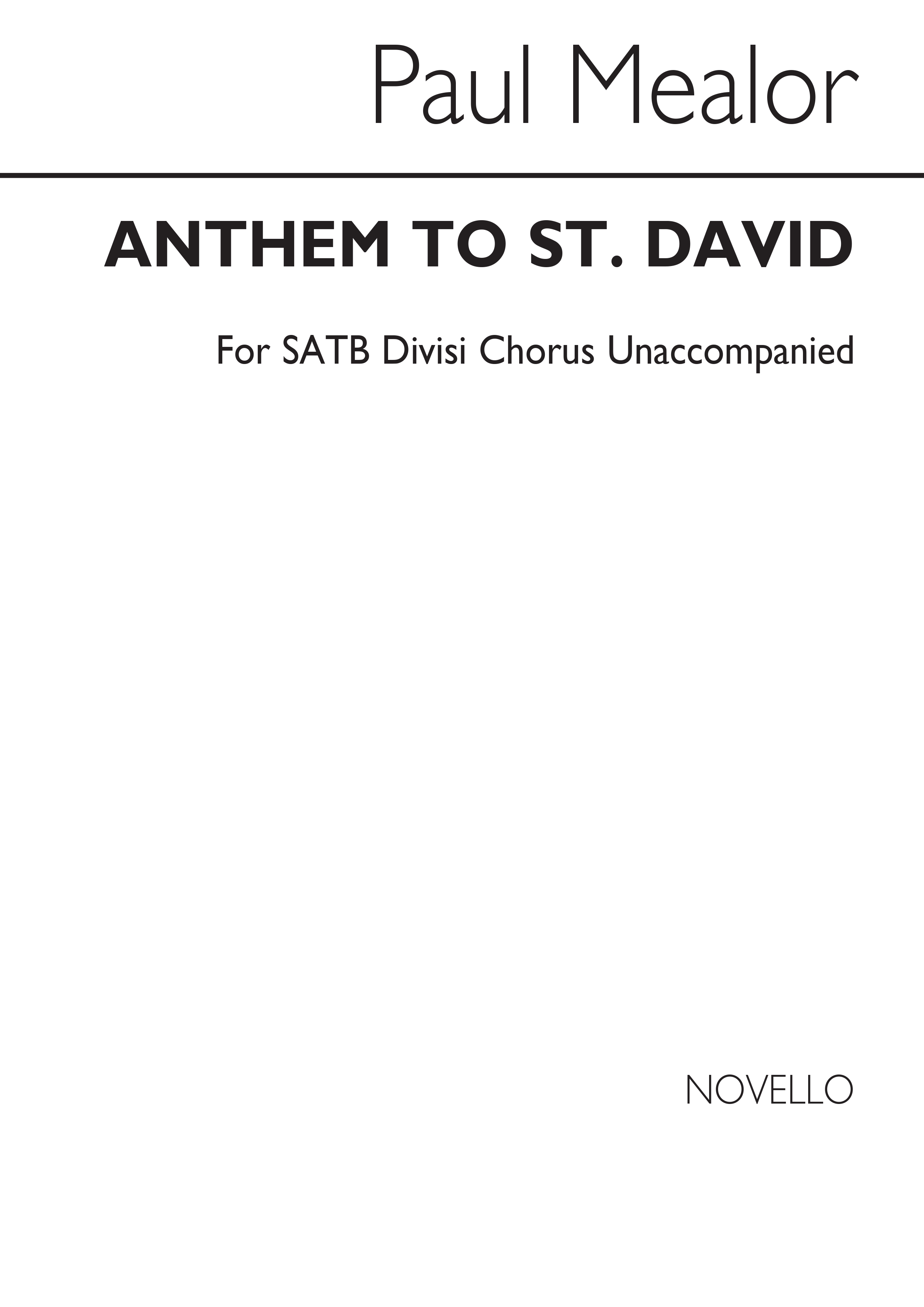 Paul Mealor: Anthem To St. David: SATB: Vocal Score