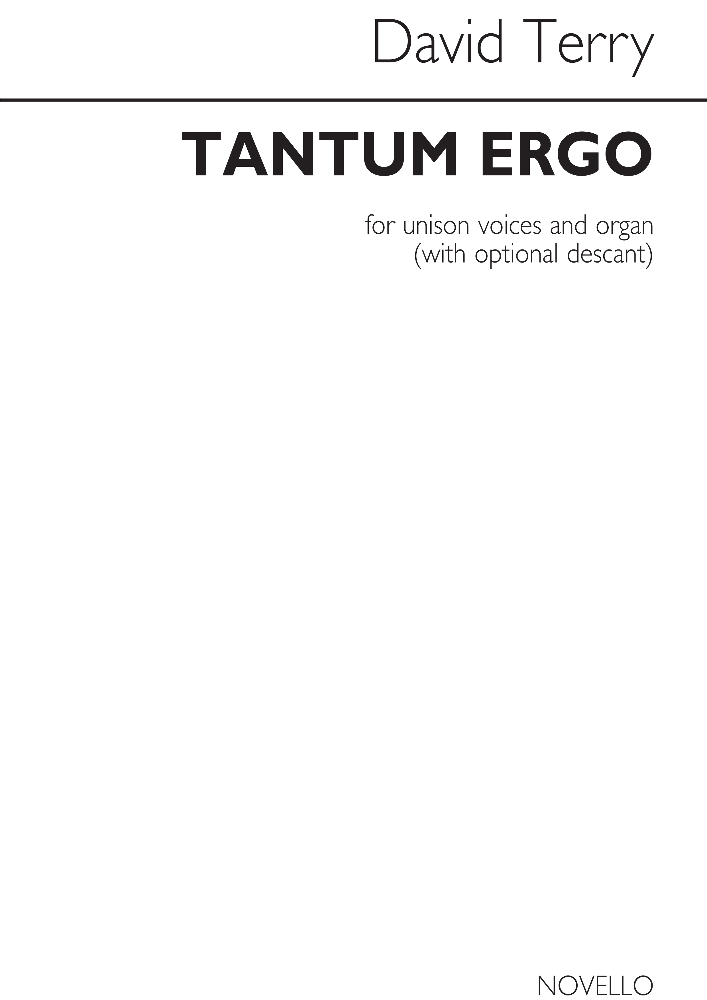 David Terry: Tantum Ergo: Unison Voices: Vocal Score