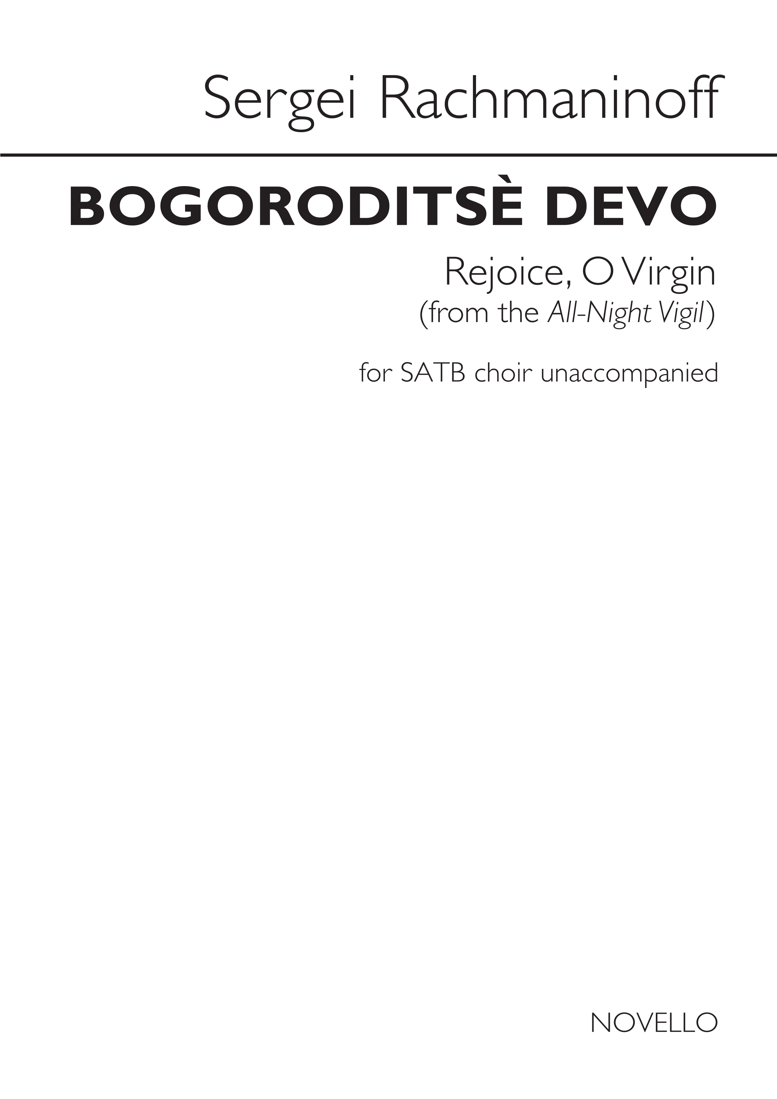 Sergei Rachmaninov: Bogorodits Devo: SATB: Vocal Score