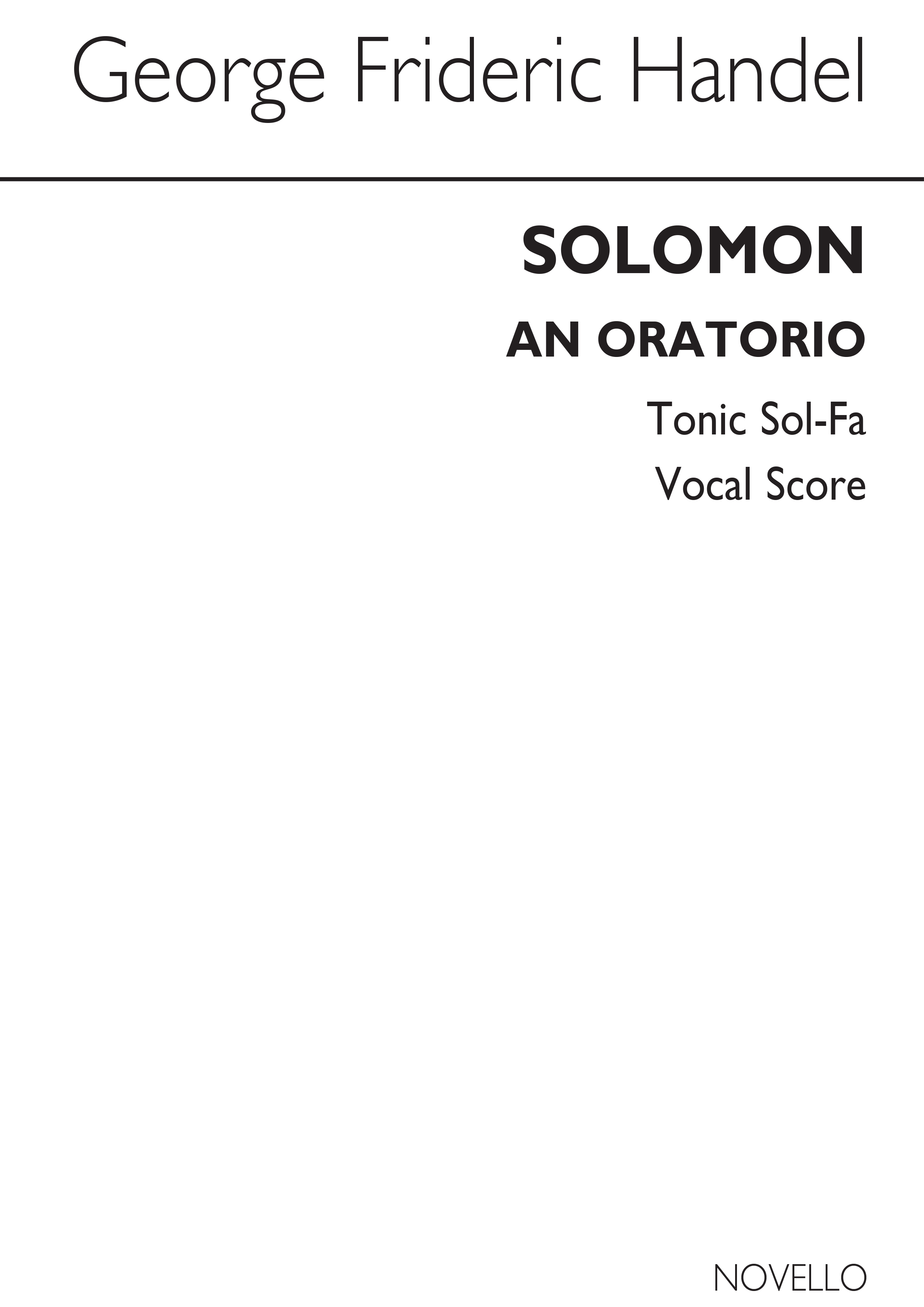 Georg Friedrich Hndel: Solomon (Tonic Sol-Fa): Vocal: Vocal Score