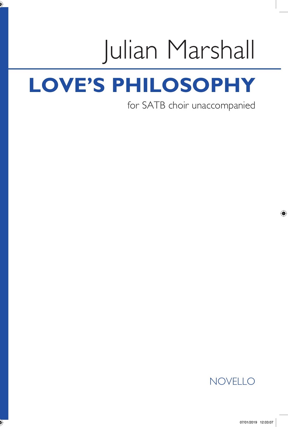 Julian Marshall: Love's Philosophy: SATB: Vocal Score