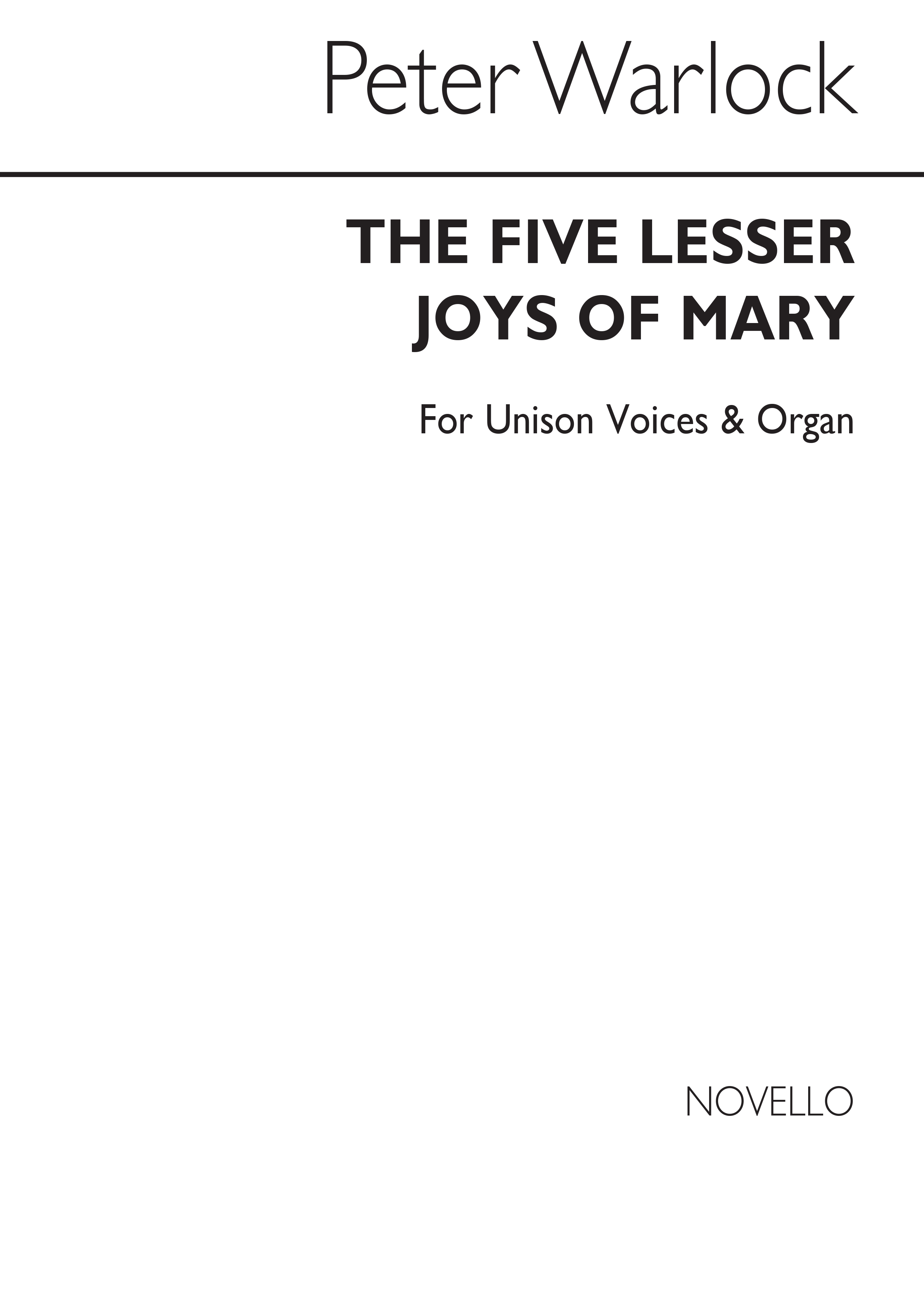 Peter Warlock: The Five Lesser Joys: SATB: Vocal Score