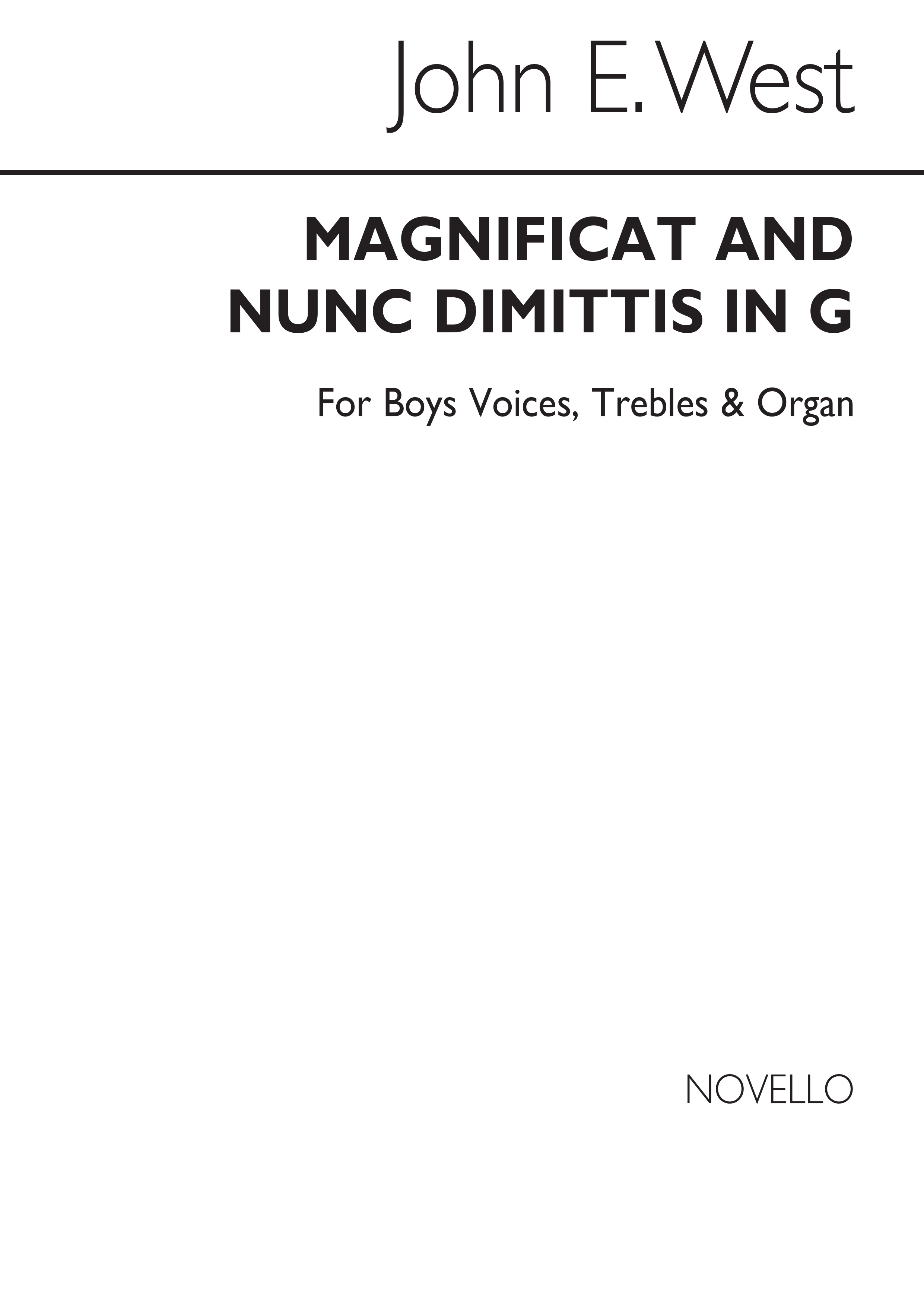 John West: Magnificat & Nunc Dimittis In G: Unison Voices: Vocal Score