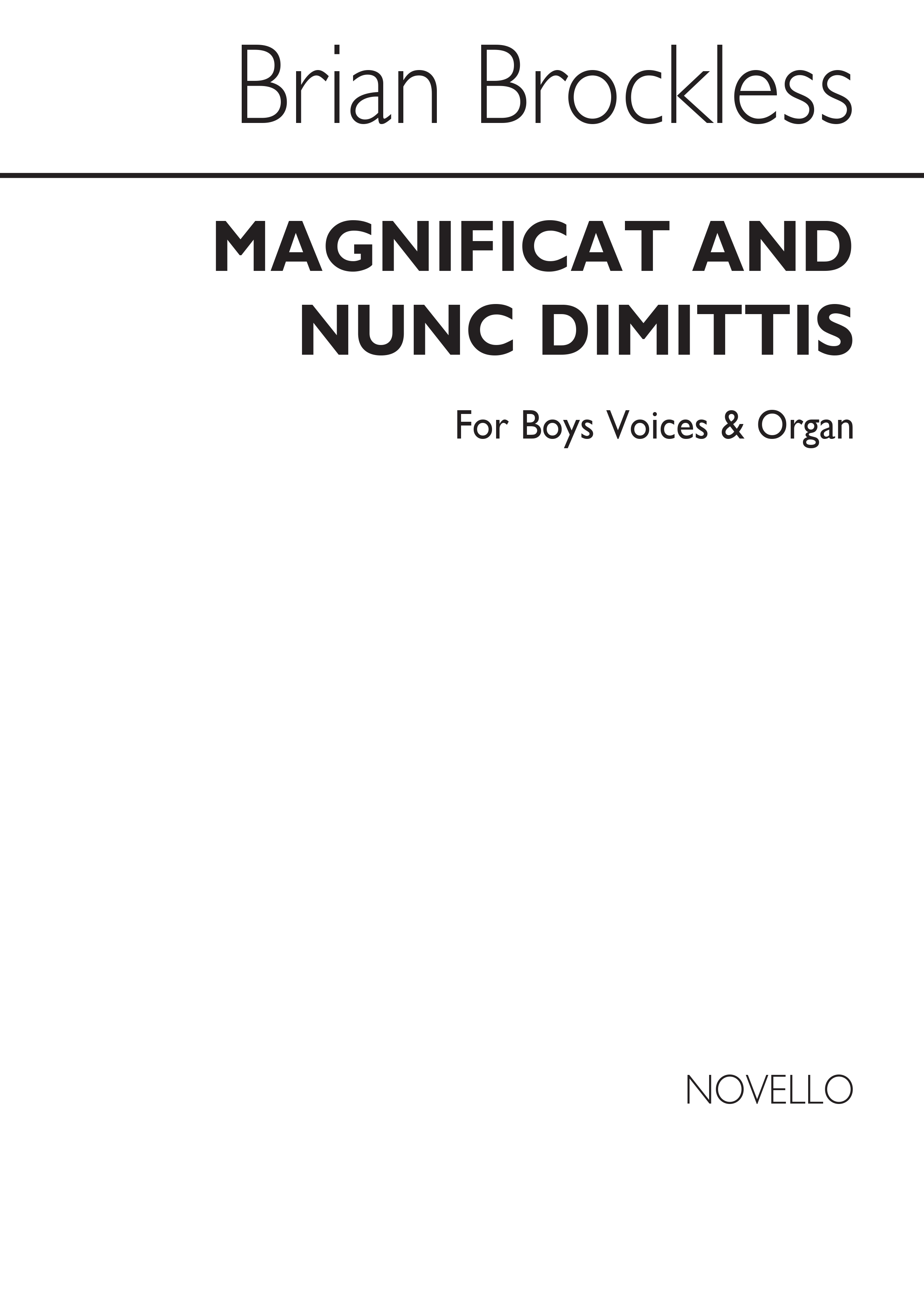 Brian Brockless: Magnificat And Nunc Dimittis: Treble Voices: Vocal Score