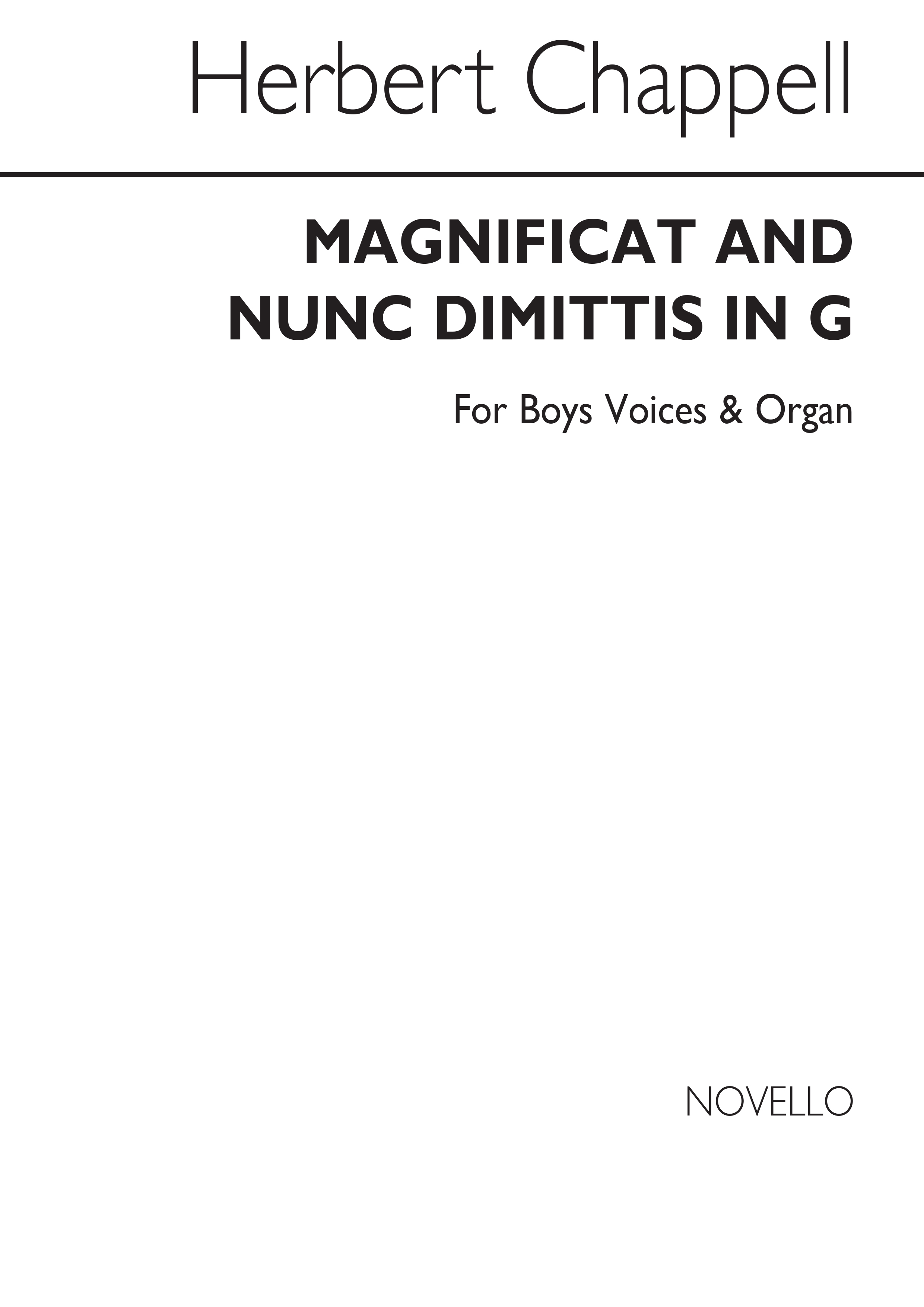 Herbert Chappell: Magnificat And Nunc Dimittis In G: Treble Voices: Vocal Score