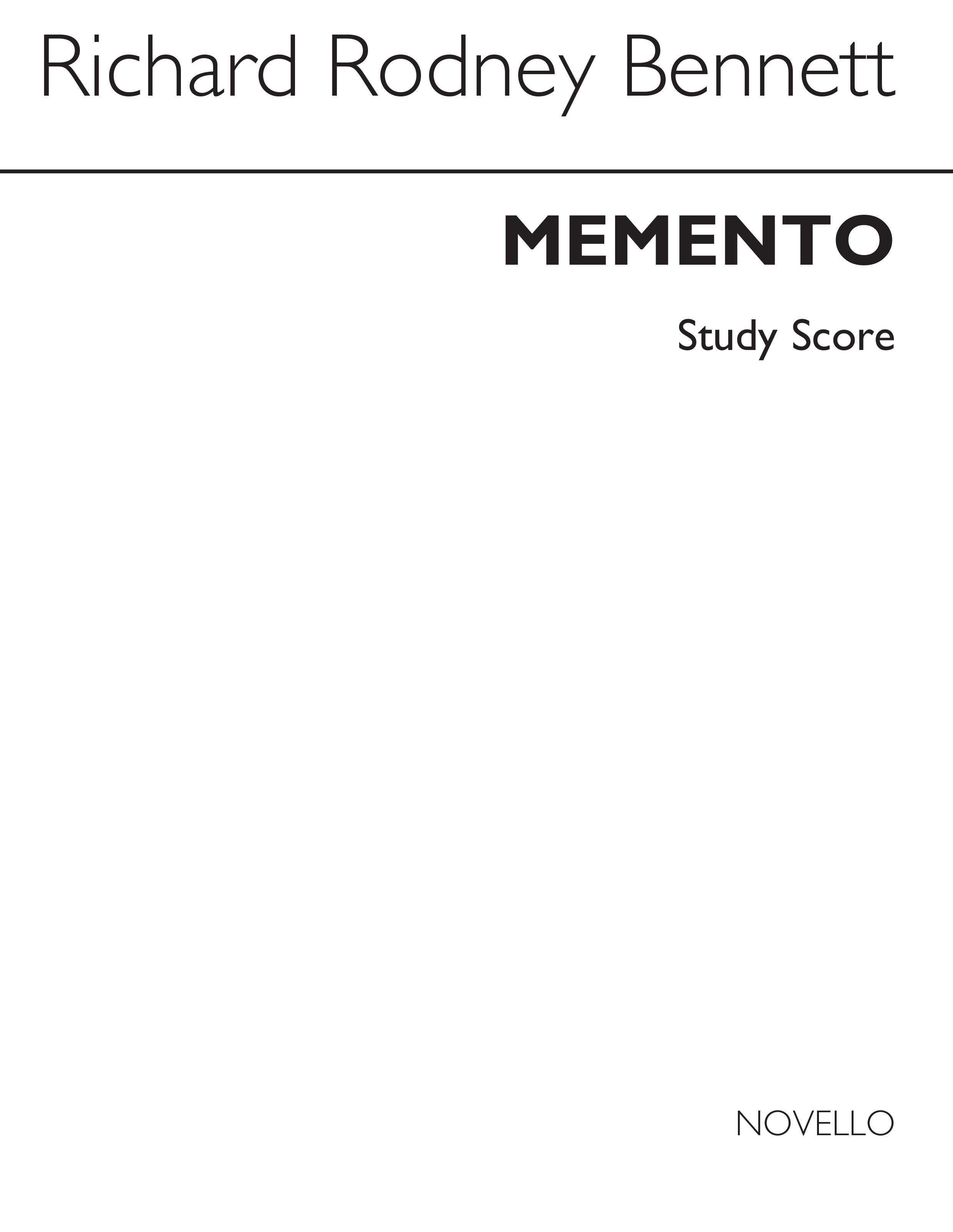 Richard Rodney Bennett: Memento: Flute: Study Score