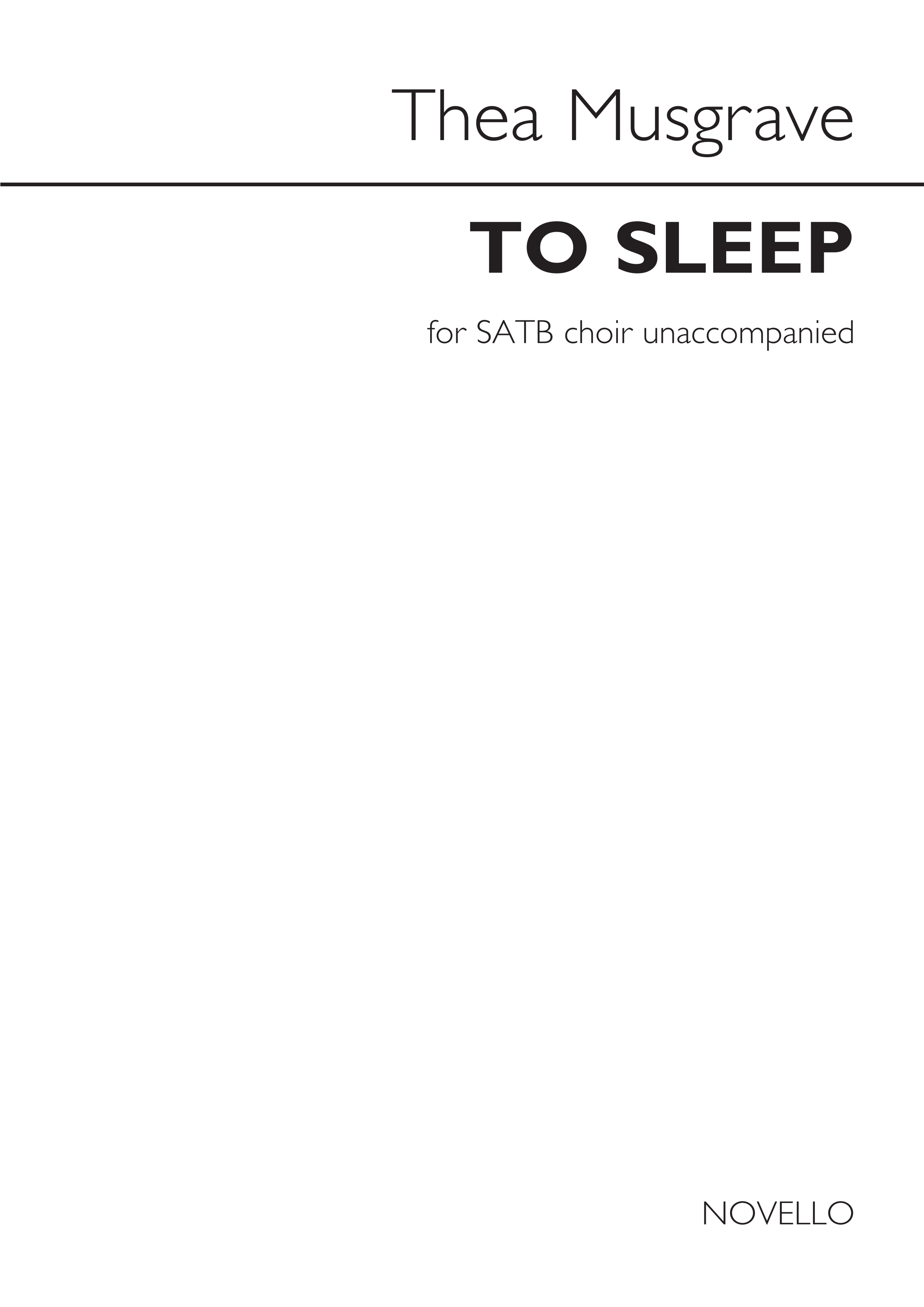 Thea Musgrave: To Sleep: SATB: Vocal Score