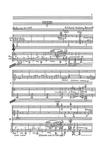 Richard Rodney Bennett: Percussion Concerto Solo Part And Piano: Percussion: