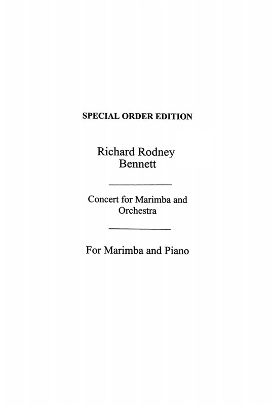 Richard Rodney Bennett: Concerto For Marimba and Chamber Orchestra: Marimba: Score