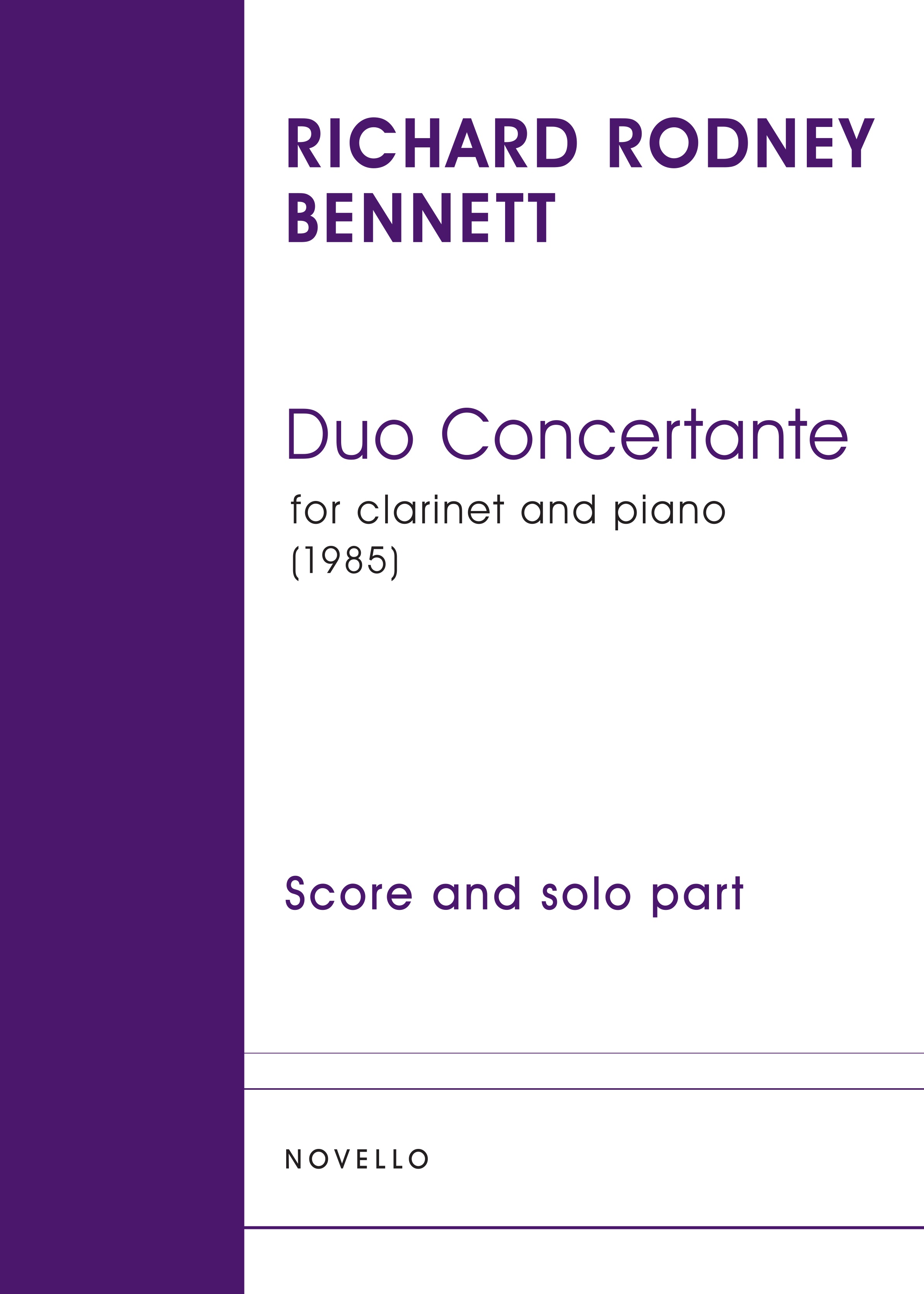 Richard Rodney Bennett: Duo Concertante: Clarinet: Instrumental Work